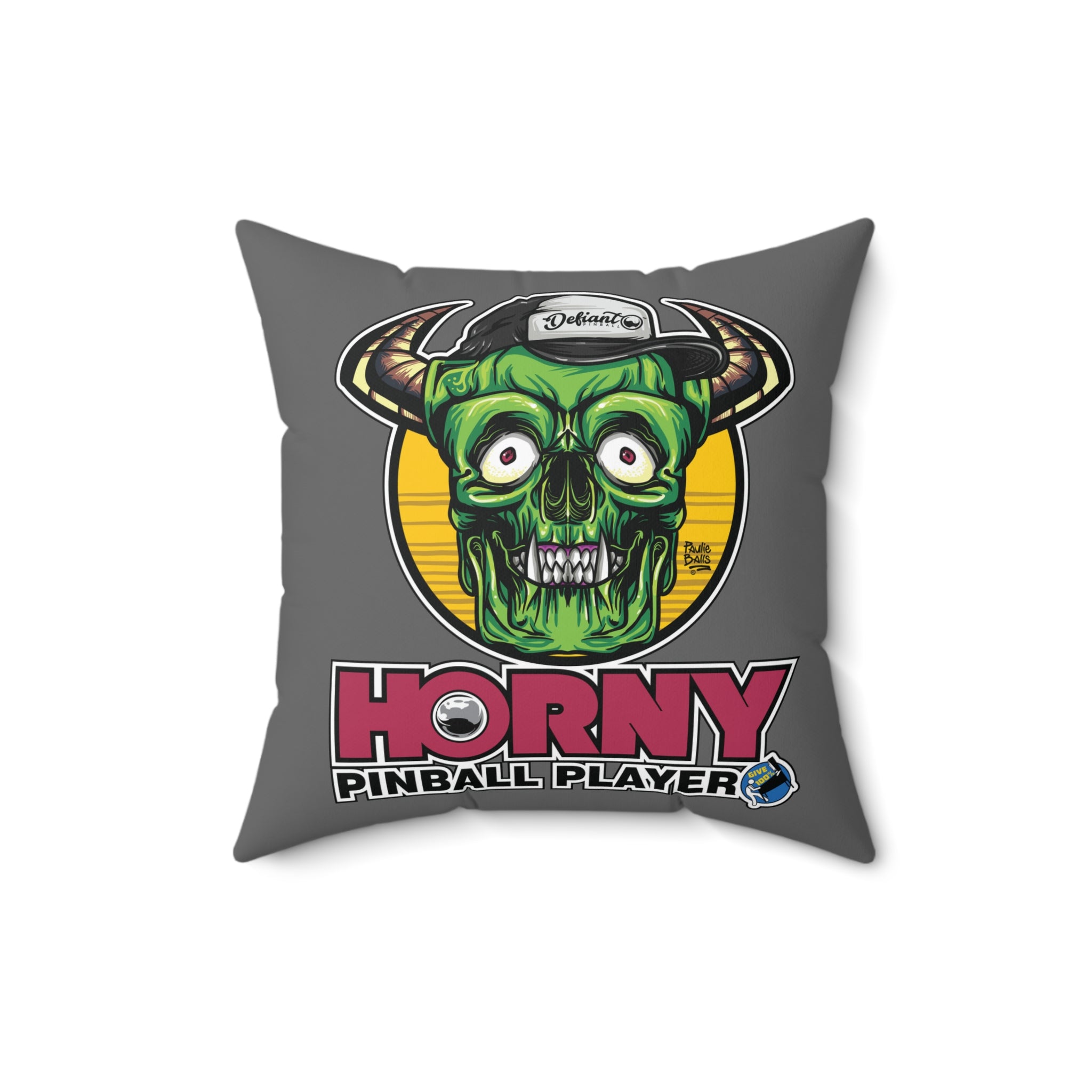 Horny Pinball Player - Spun Polyester Square Pillow