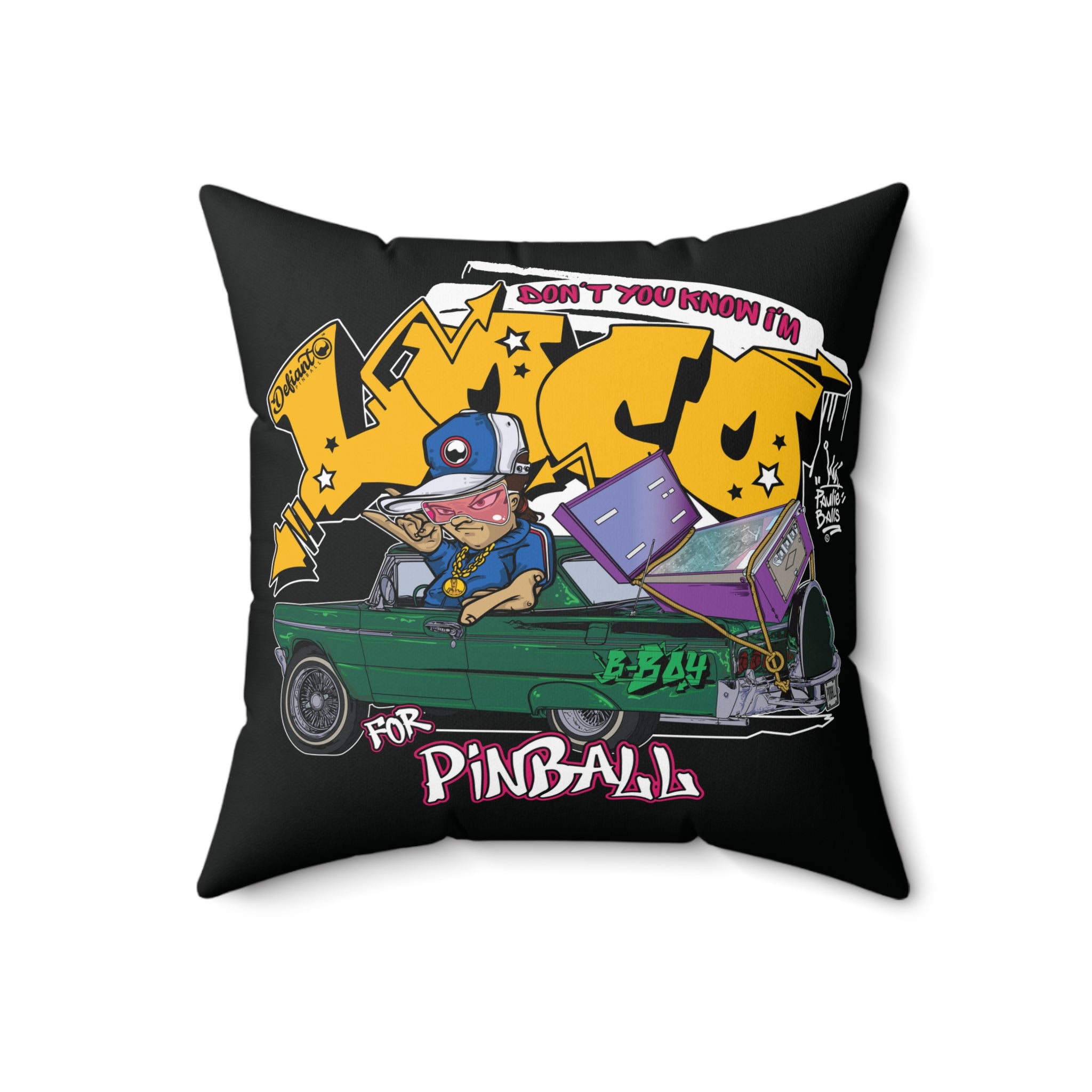 LOCO FOR PINBALL - Spun Polyester Square Pillow