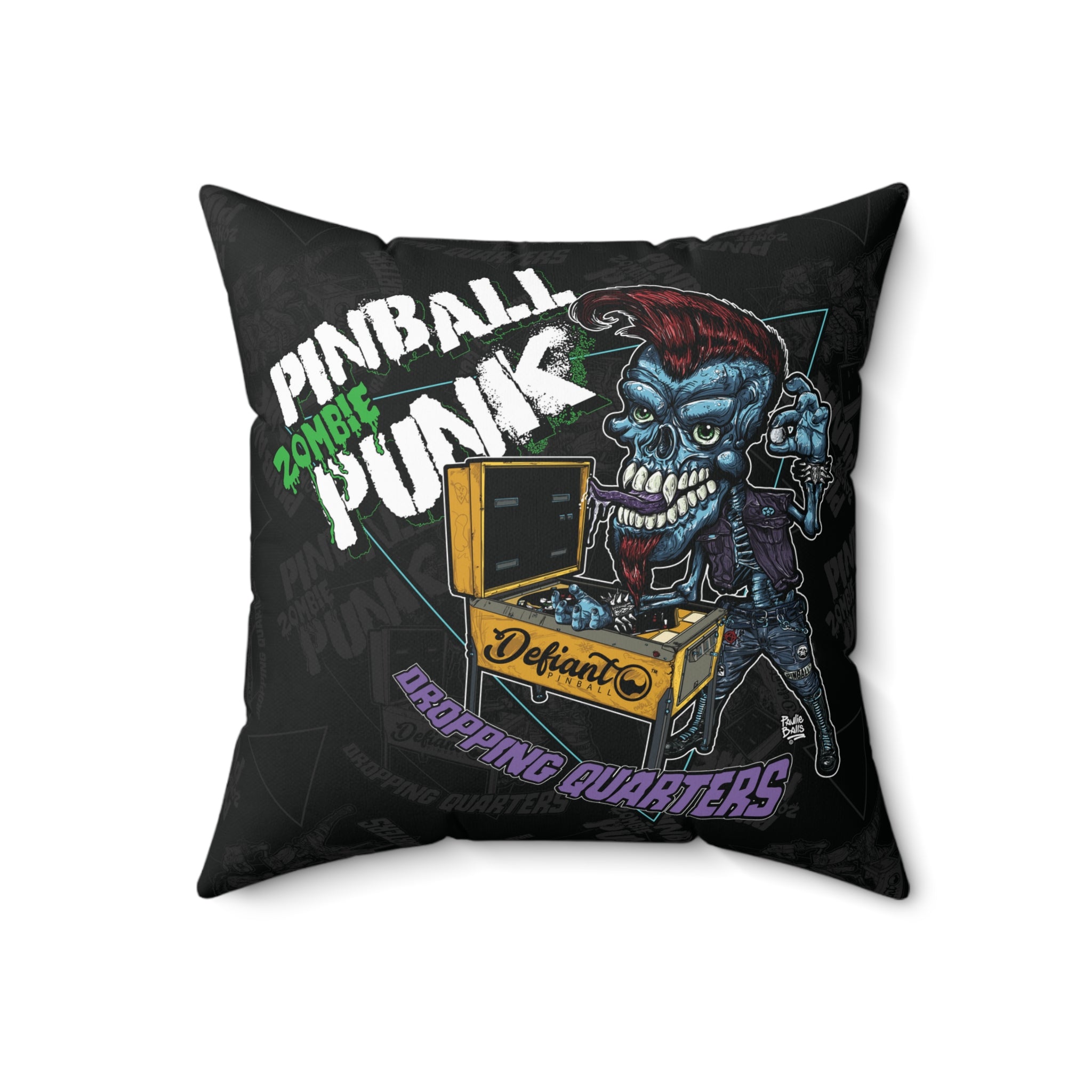 PINBALL Zombie PUNK - Spun Polyester Square Pillow