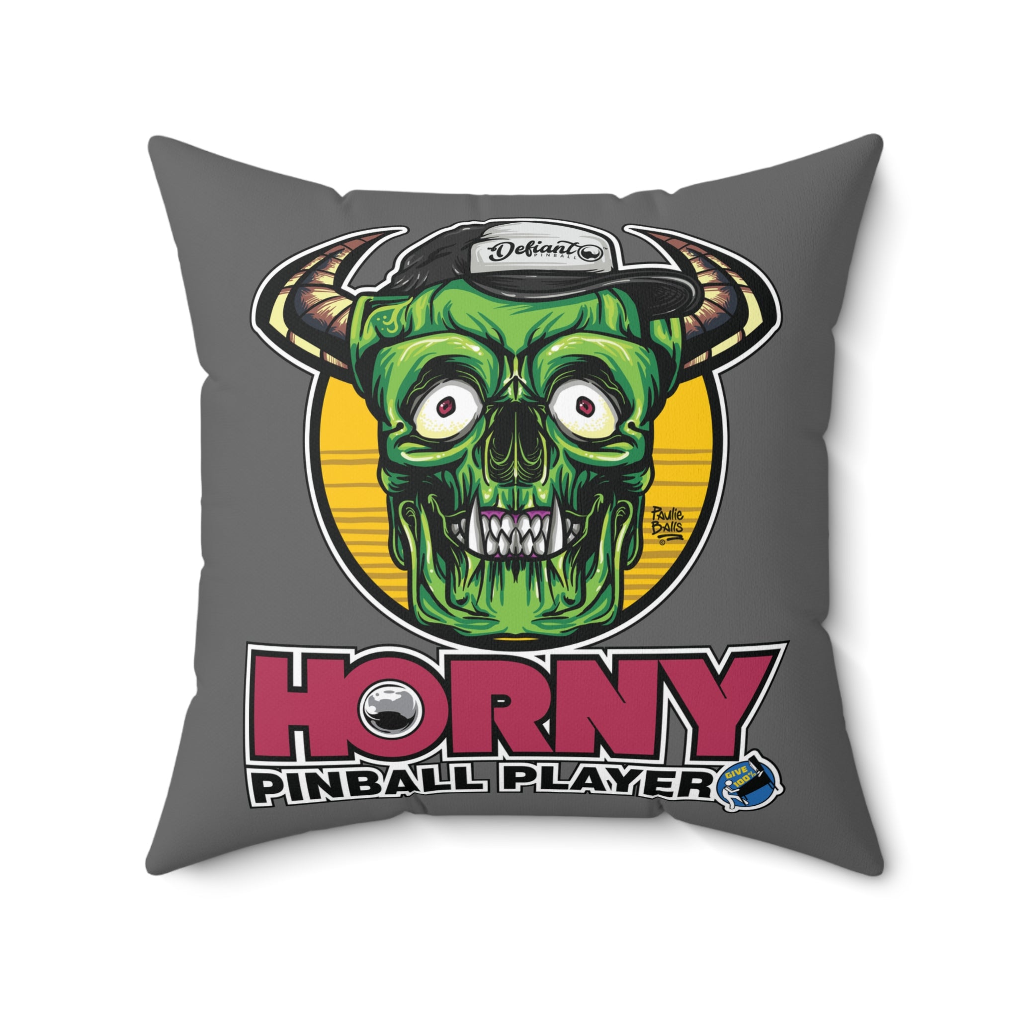 Horny Pinball Player - Spun Polyester Square Pillow