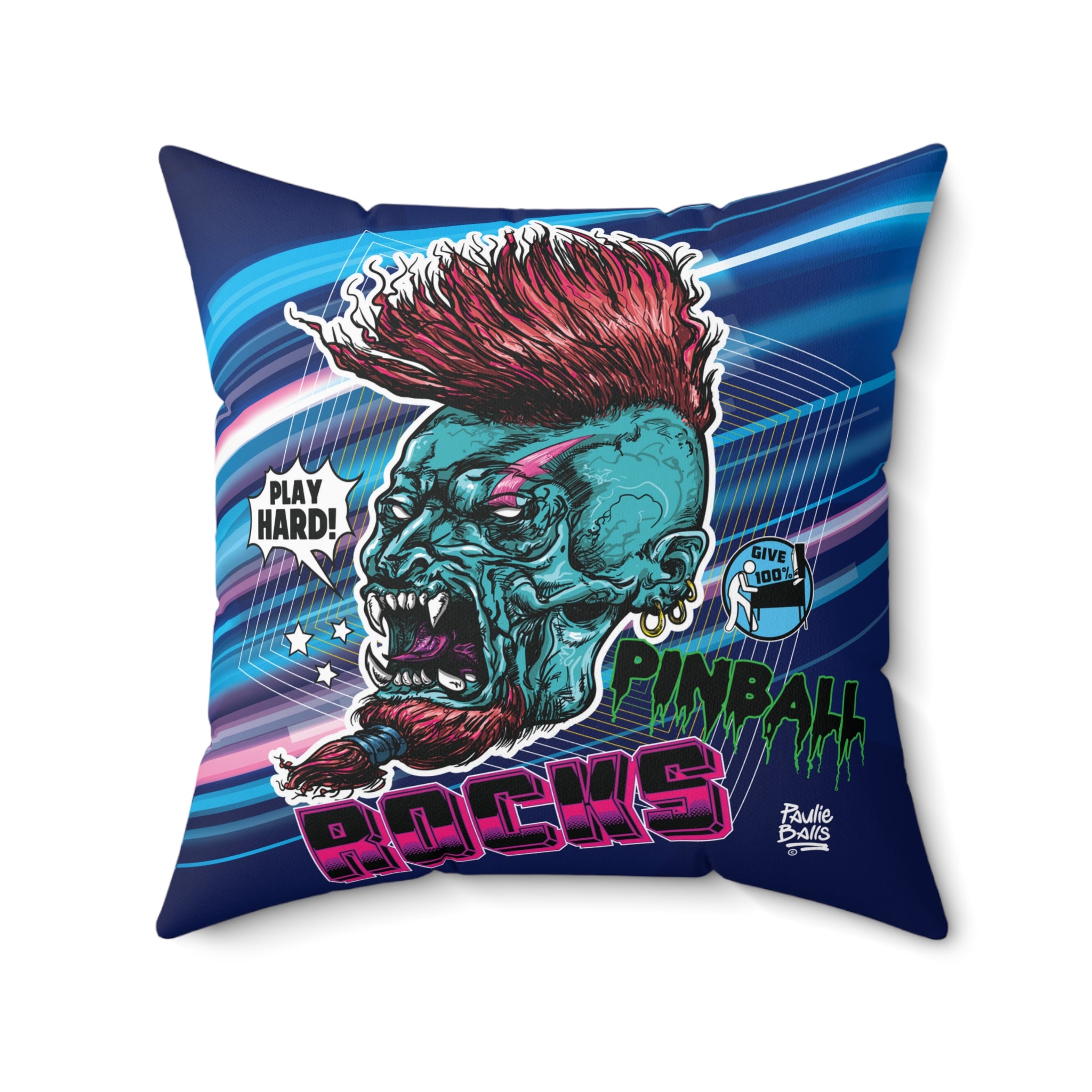 PINBALL ROCKS - (Demon Version) - Spun Polyester Square Pillow