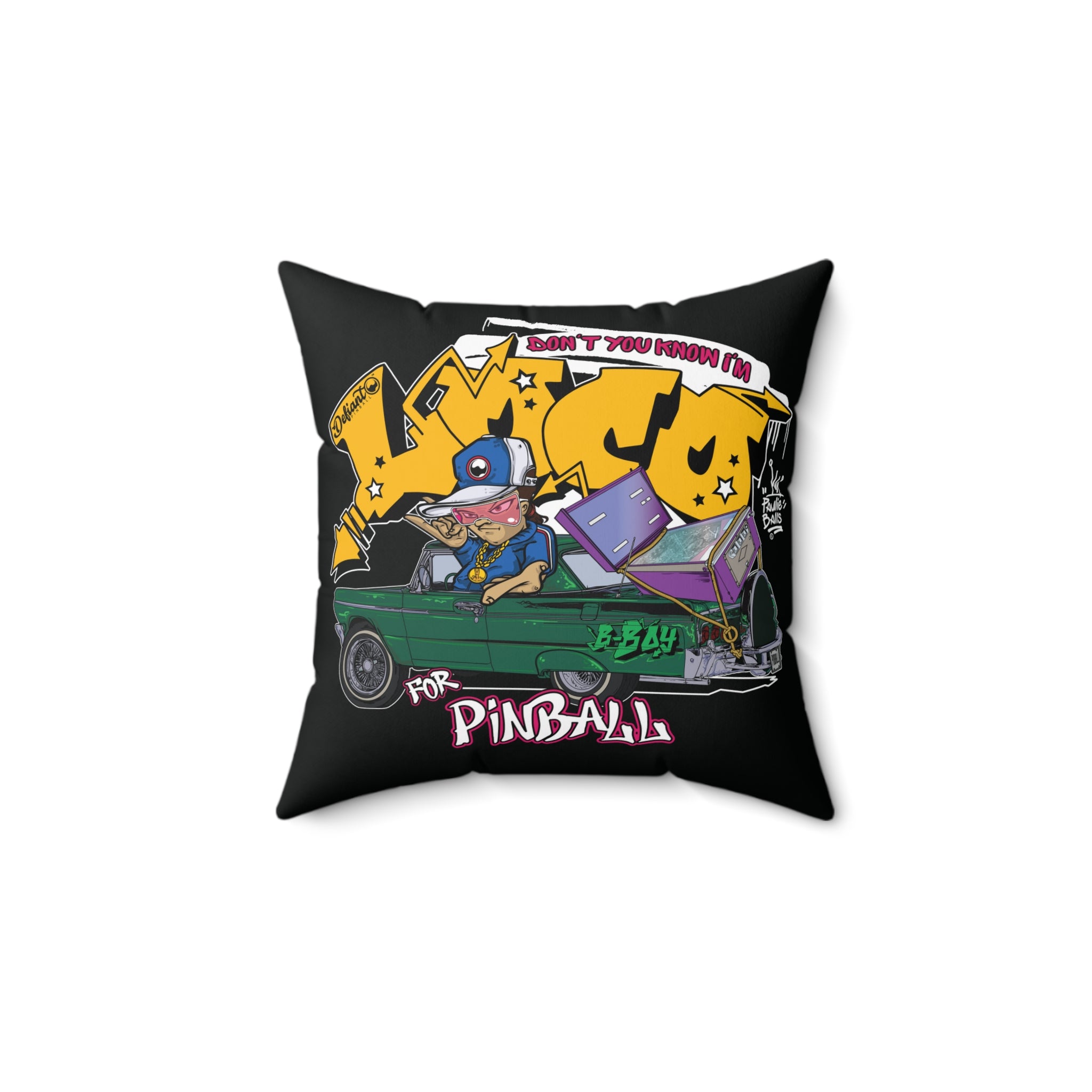 LOCO FOR PINBALL - Spun Polyester Square Pillow