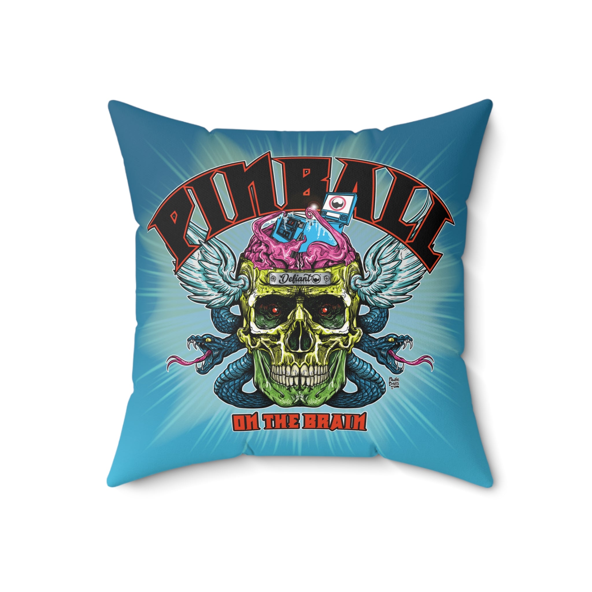 PINBALL ON THE BRAIN - Spun Polyester Square Pillow
