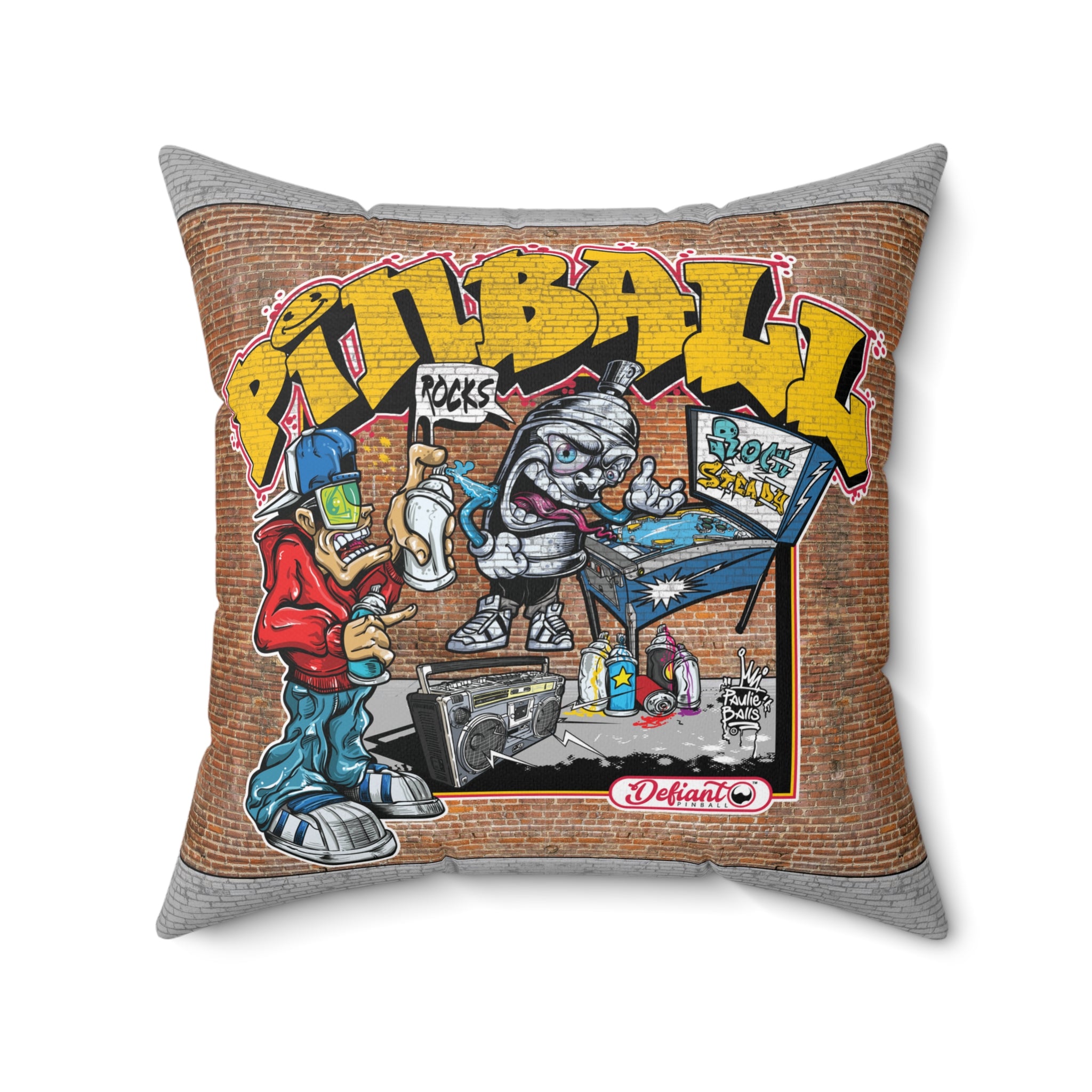 ROCK STEADY PINBALL - Spun Polyester Square Pillow