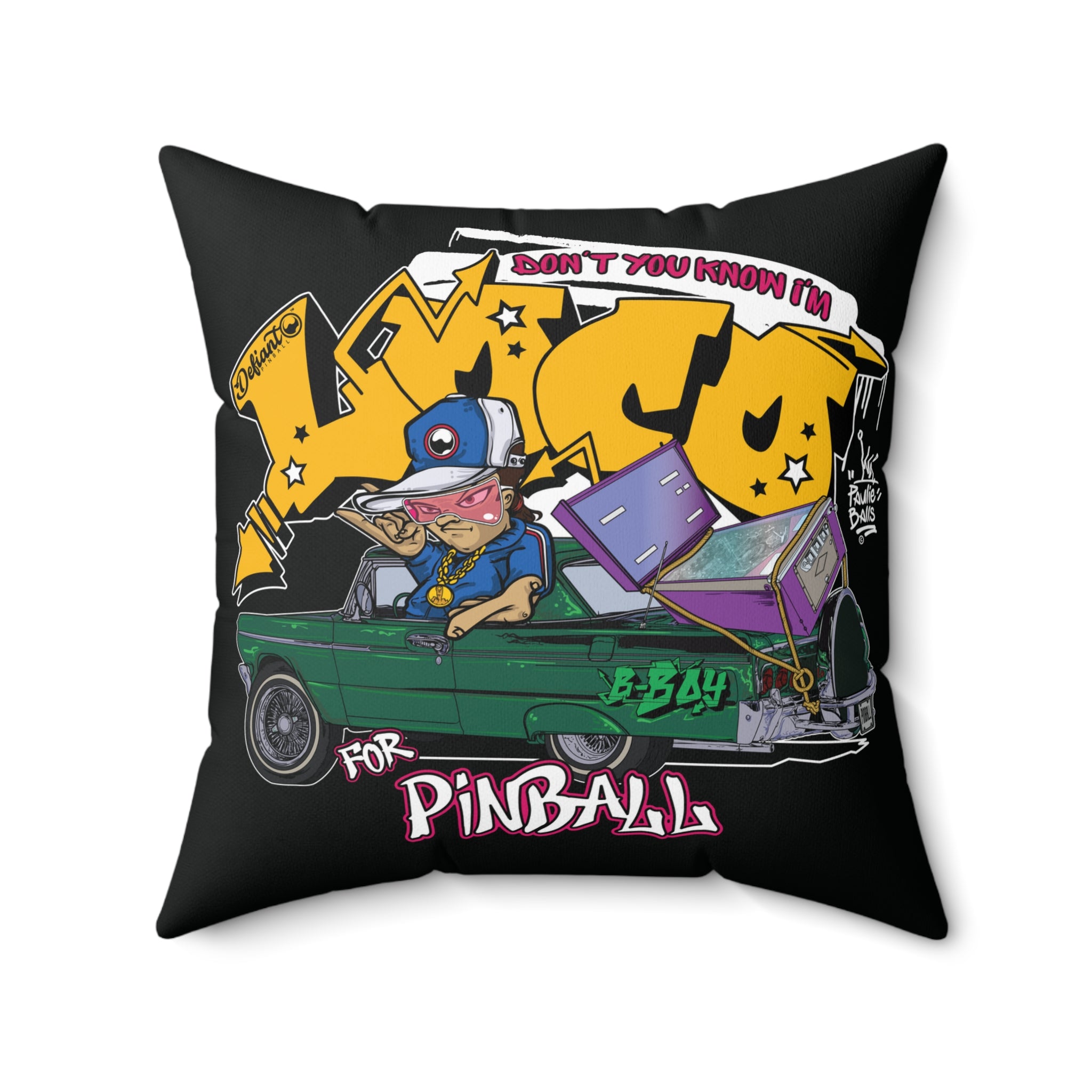 LOCO FOR PINBALL - Spun Polyester Square Pillow