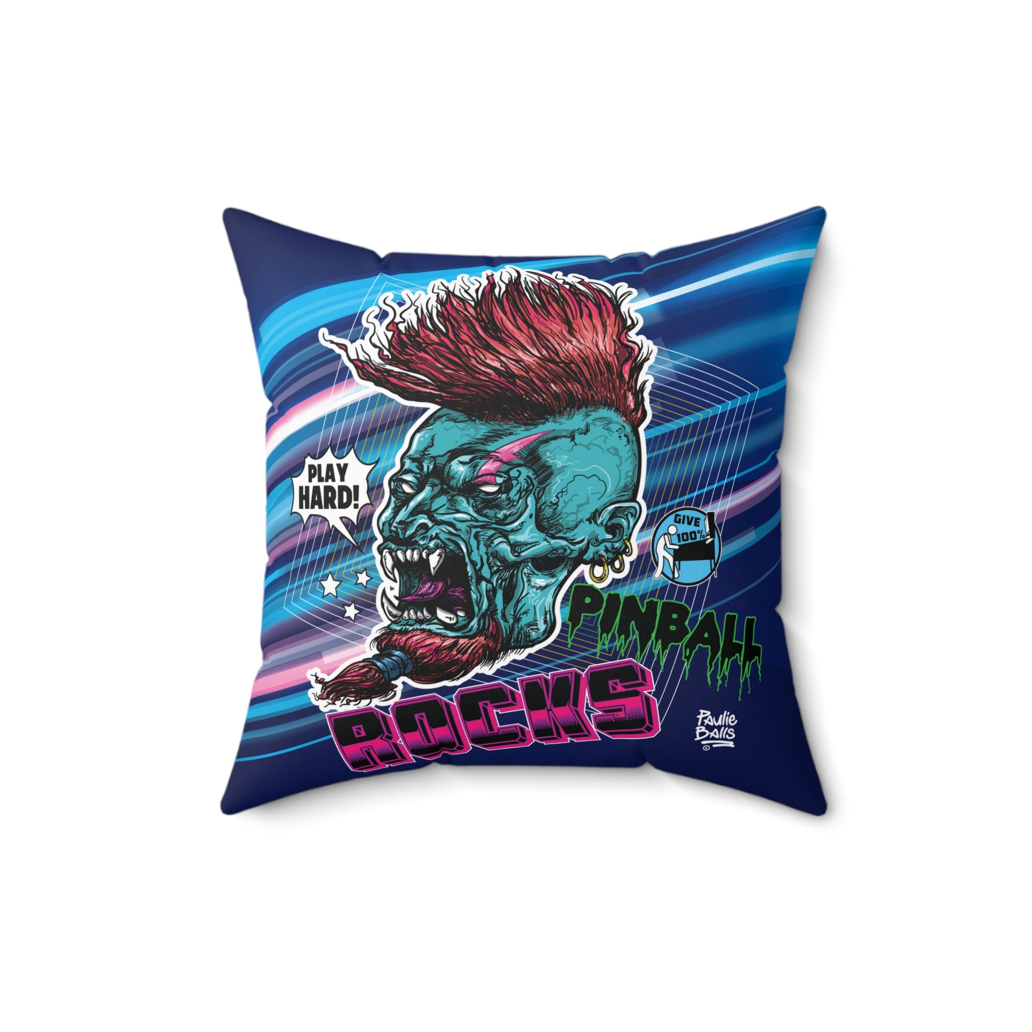 PINBALL ROCKS - (Demon Version) - Spun Polyester Square Pillow