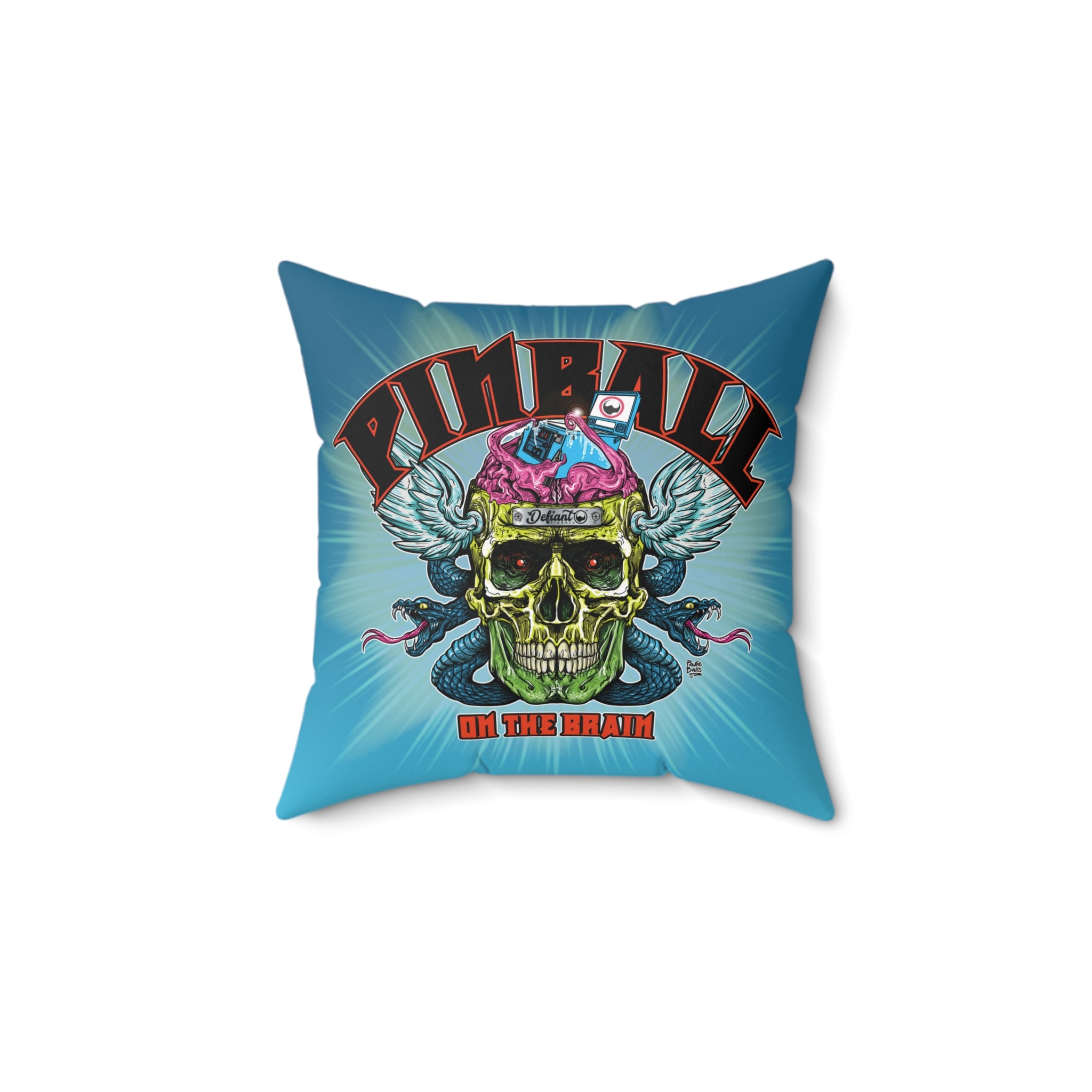 PINBALL ON THE BRAIN - Spun Polyester Square Pillow