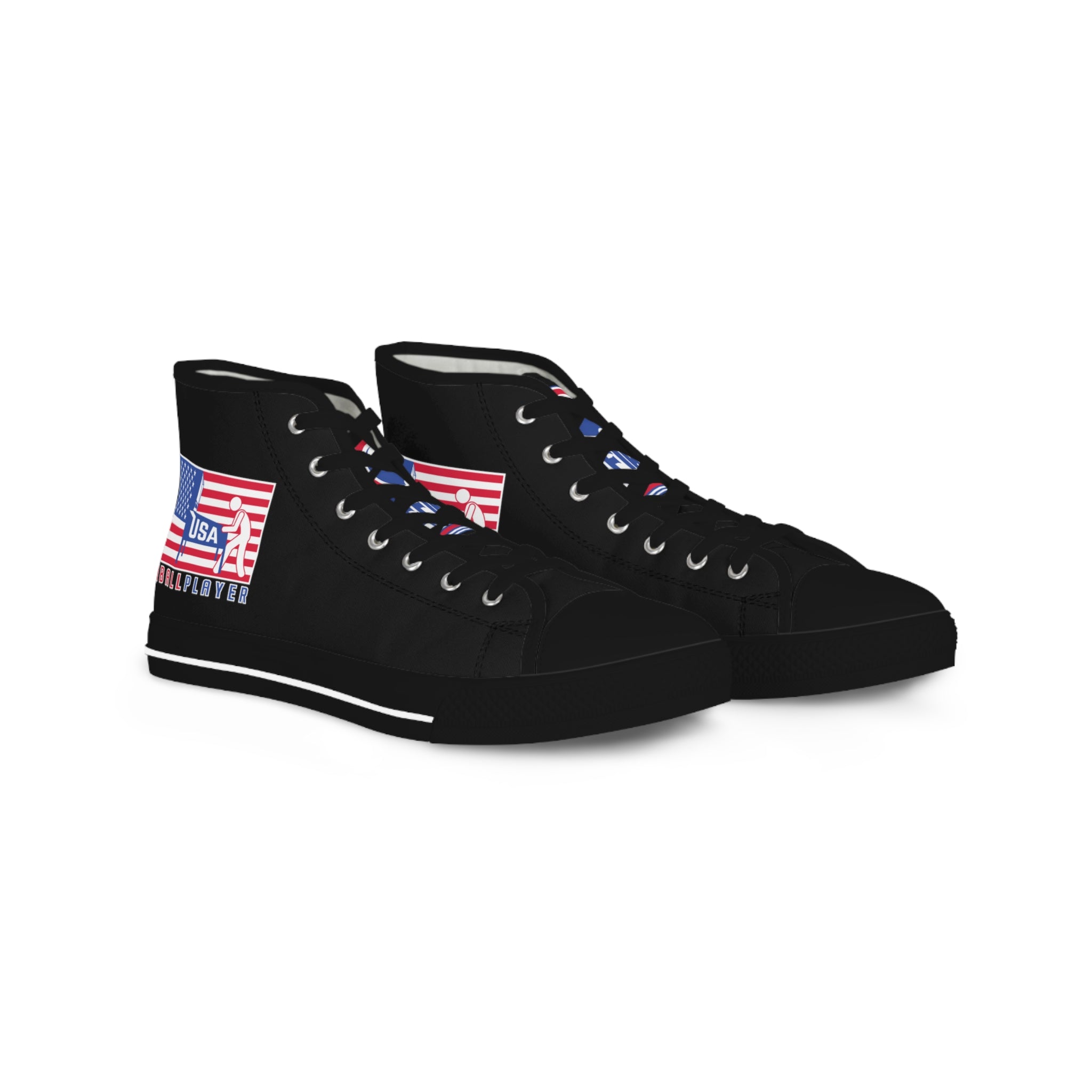 USA PINBALL PLAYER - Men's High Top Sneakers- Black