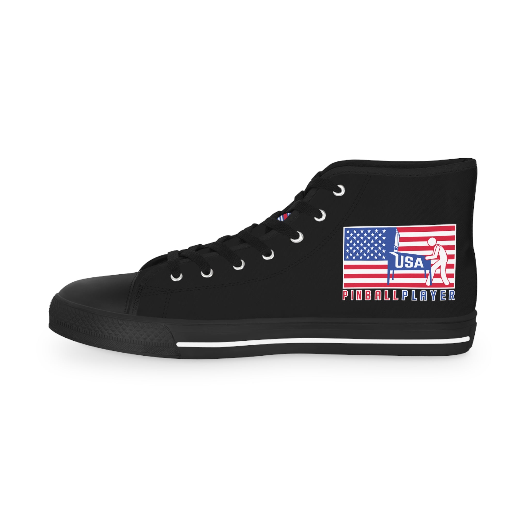USA PINBALL PLAYER - Men's High Top Sneakers- Black