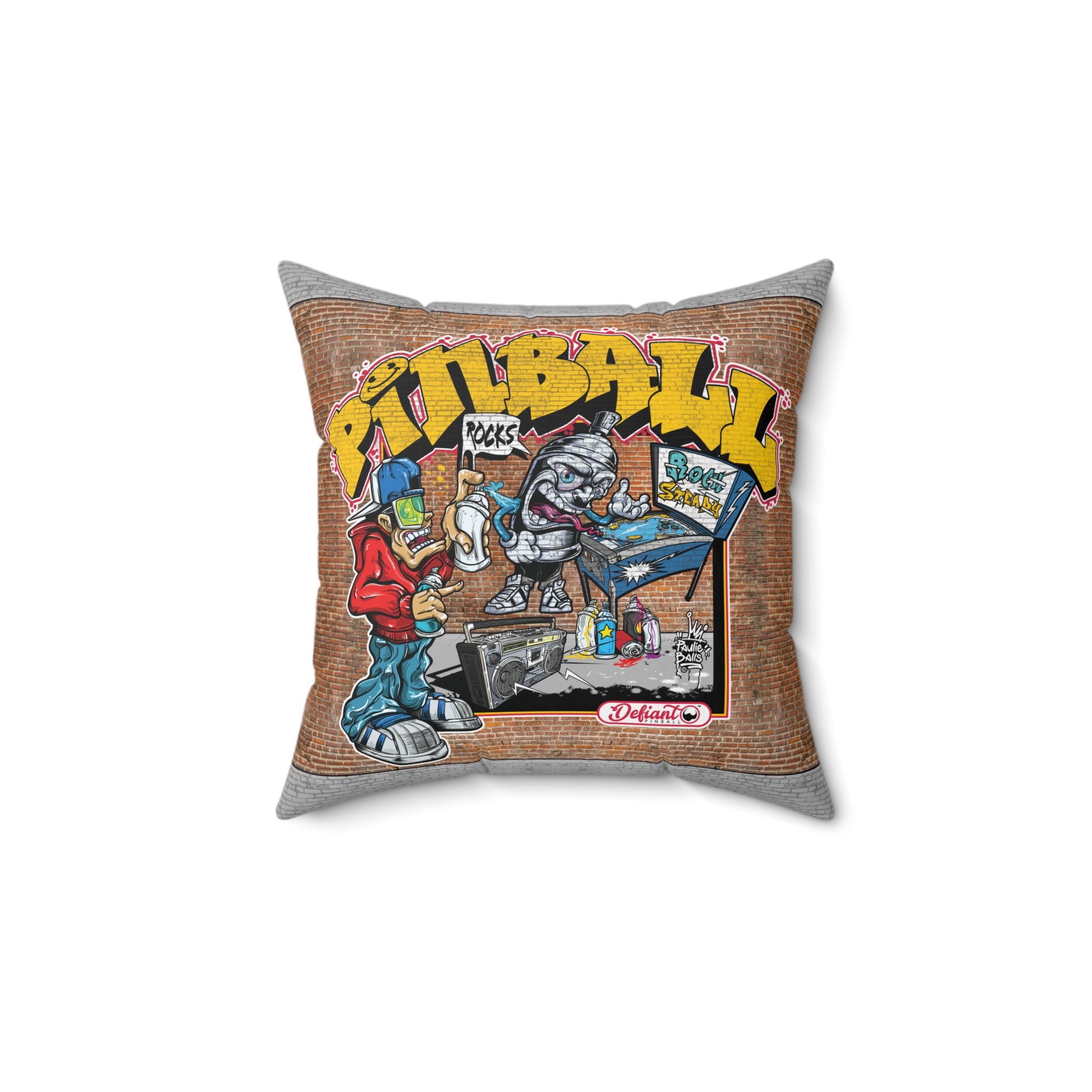 ROCK STEADY PINBALL - Spun Polyester Square Pillow
