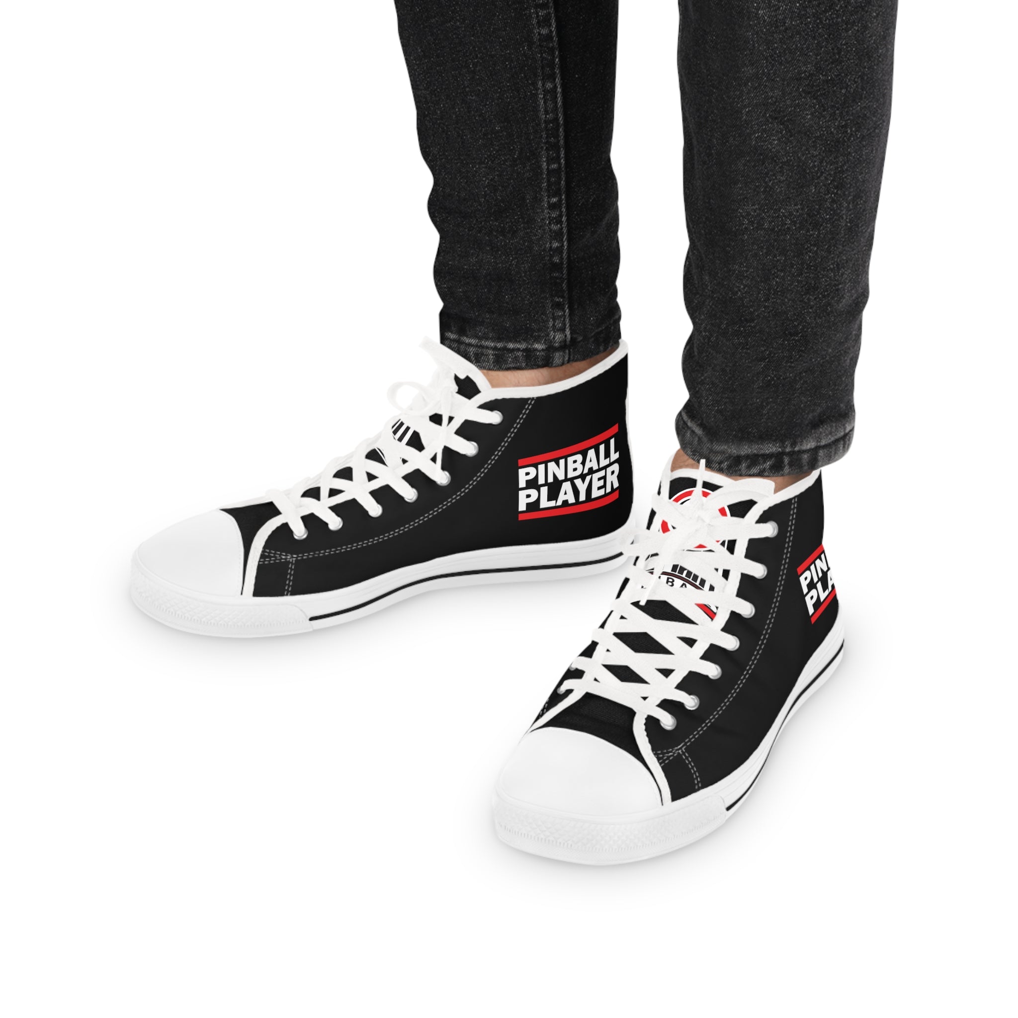 PINBALL PLAYER - Men's High Top Sneakers- Black