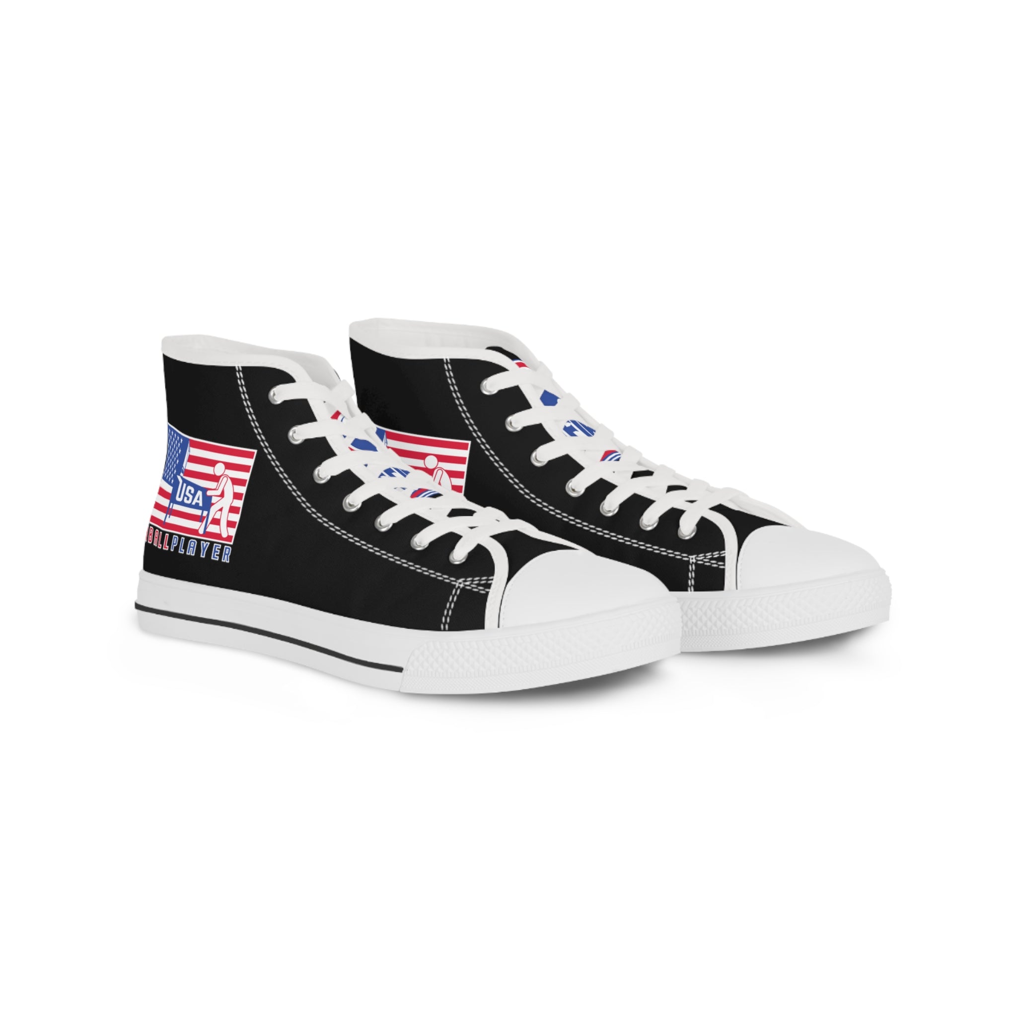 USA PINBALL PLAYER - Men's High Top Sneakers- Black