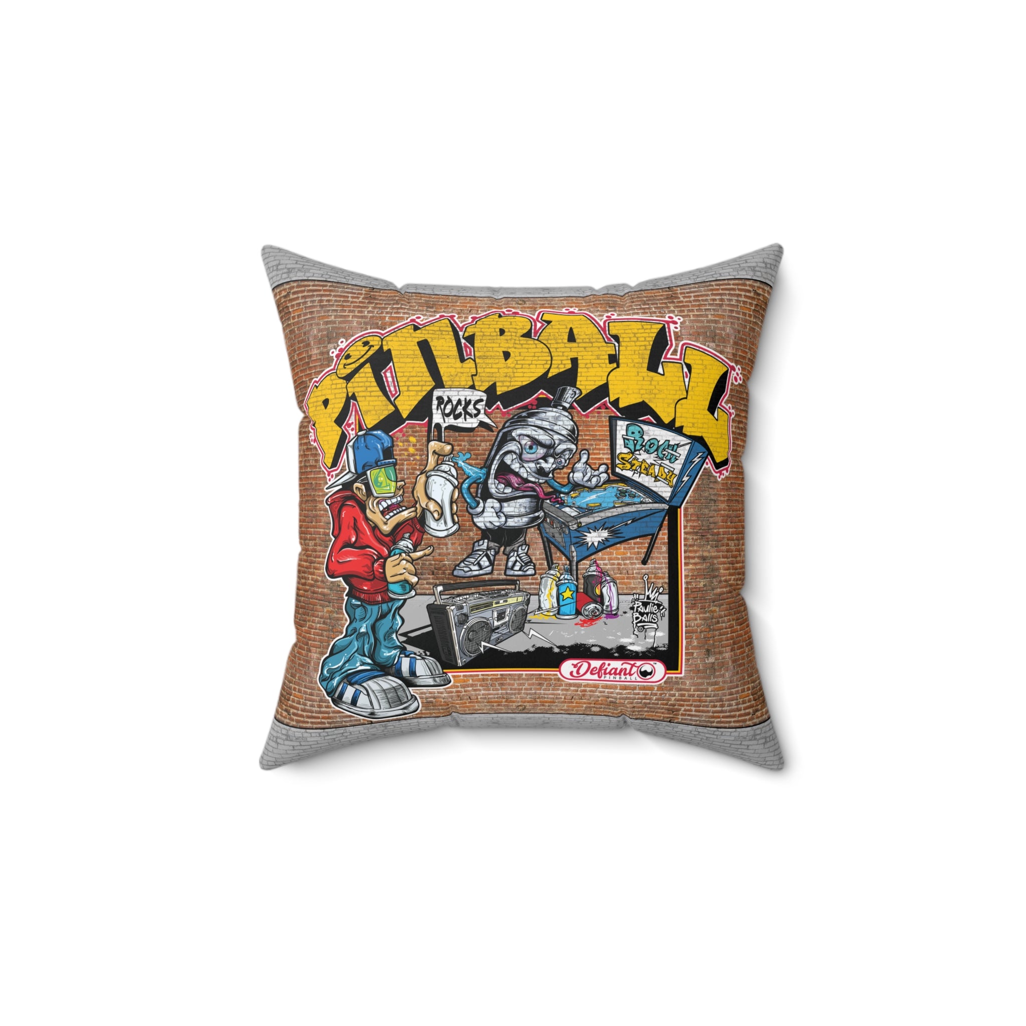 ROCK STEADY PINBALL - Spun Polyester Square Pillow