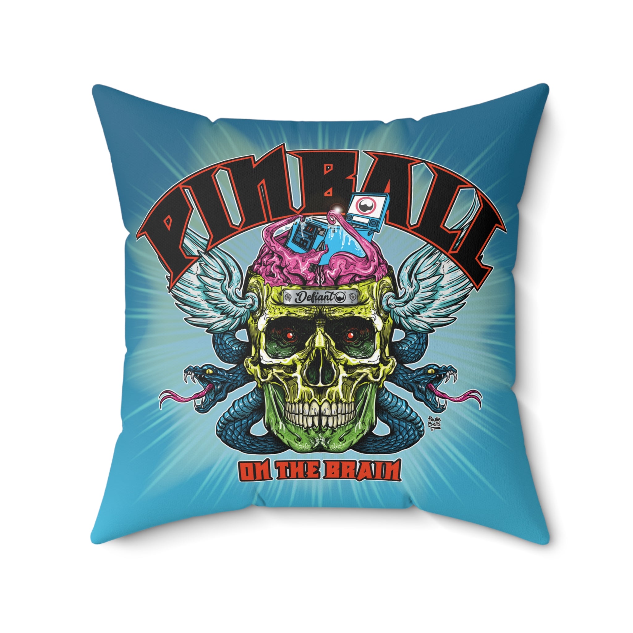 PINBALL ON THE BRAIN - Spun Polyester Square Pillow