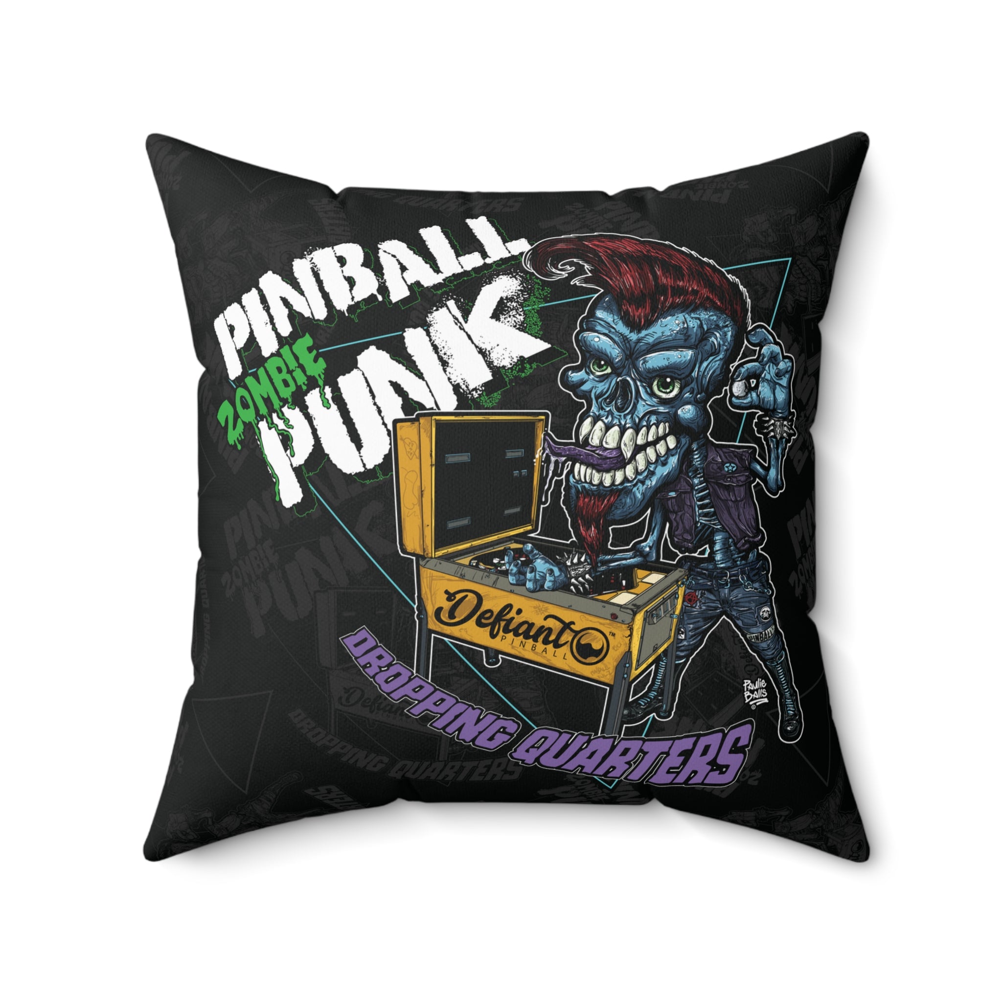 PINBALL Zombie PUNK - Spun Polyester Square Pillow