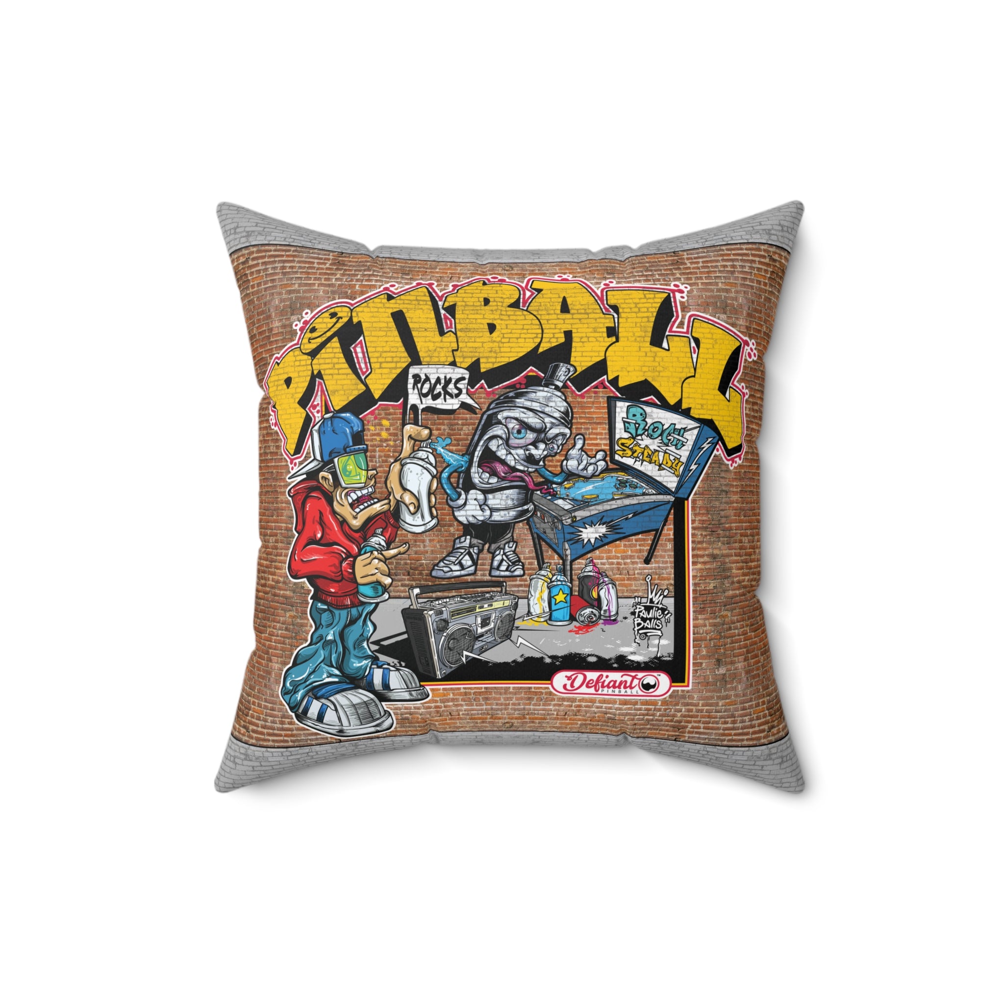 ROCK STEADY PINBALL - Spun Polyester Square Pillow