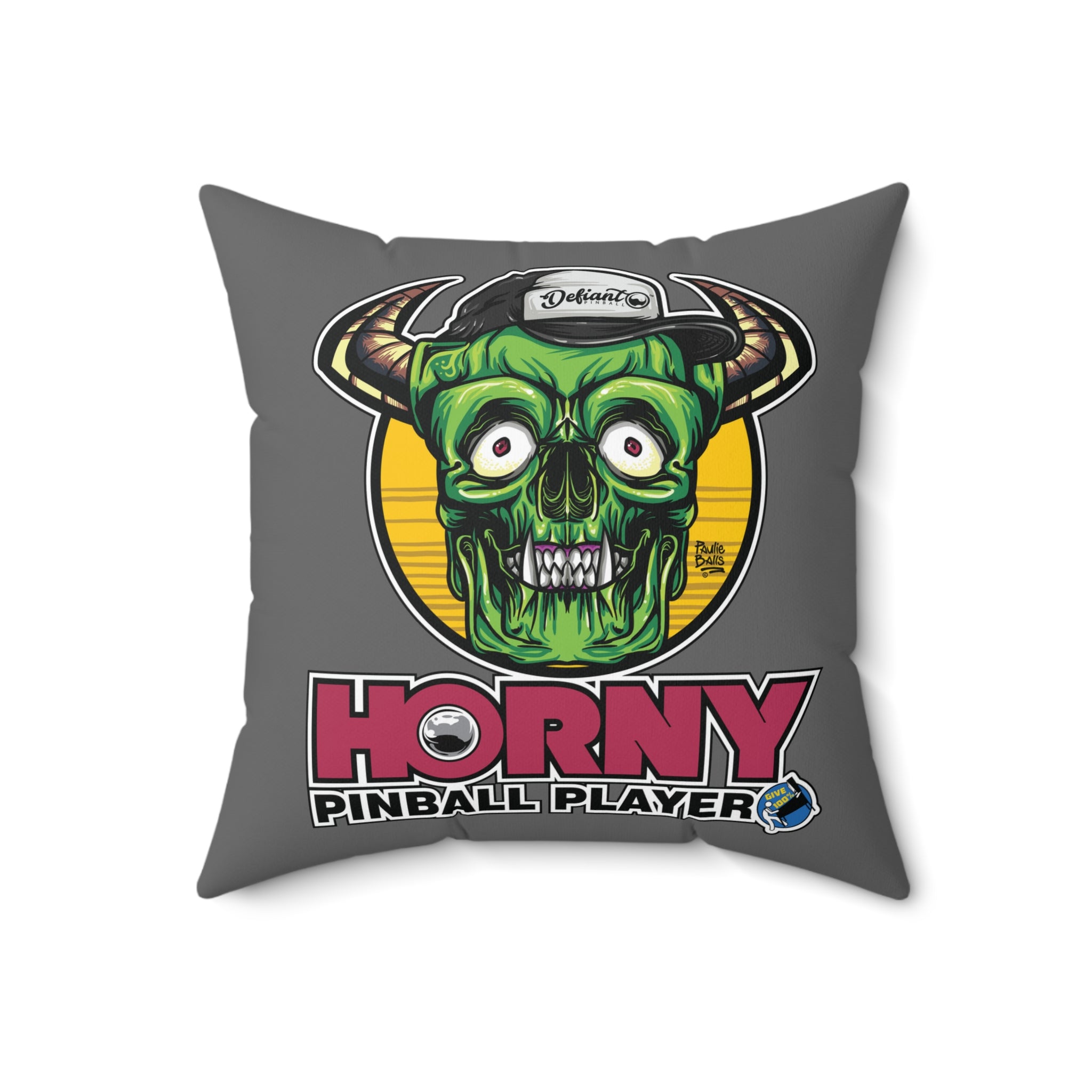 Horny Pinball Player - Spun Polyester Square Pillow