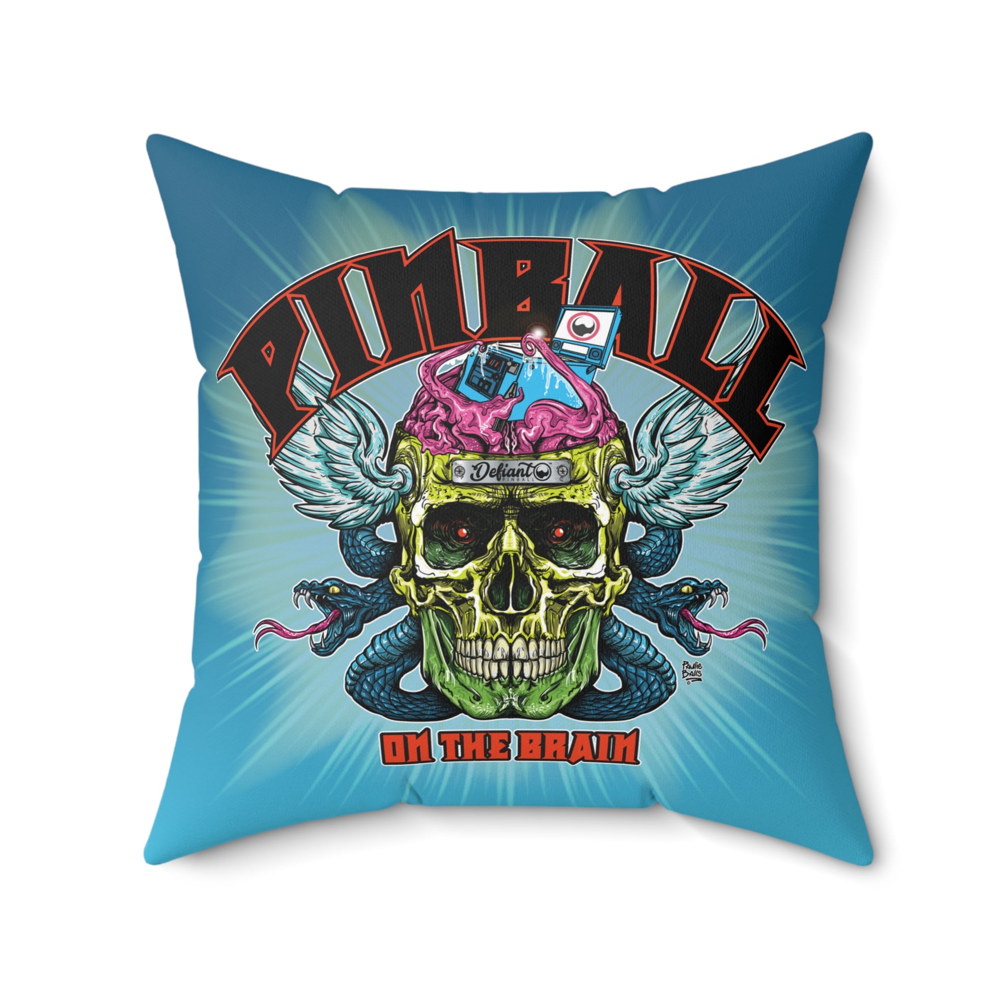PINBALL ON THE BRAIN - Spun Polyester Square Pillow