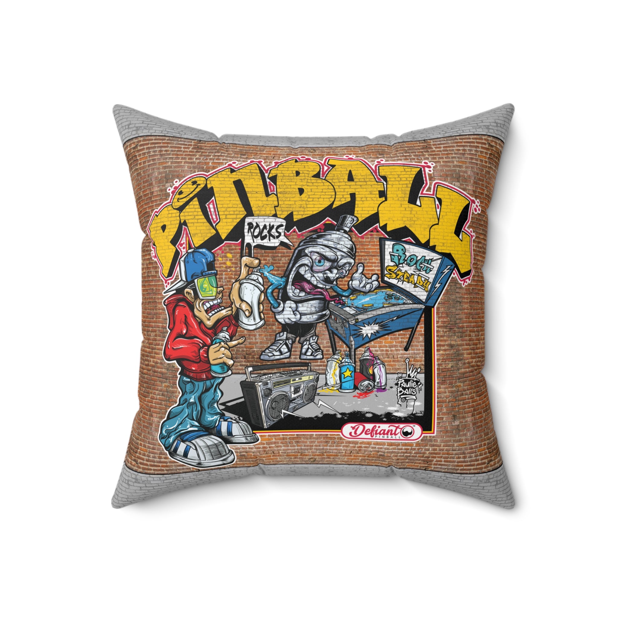 ROCK STEADY PINBALL - Spun Polyester Square Pillow