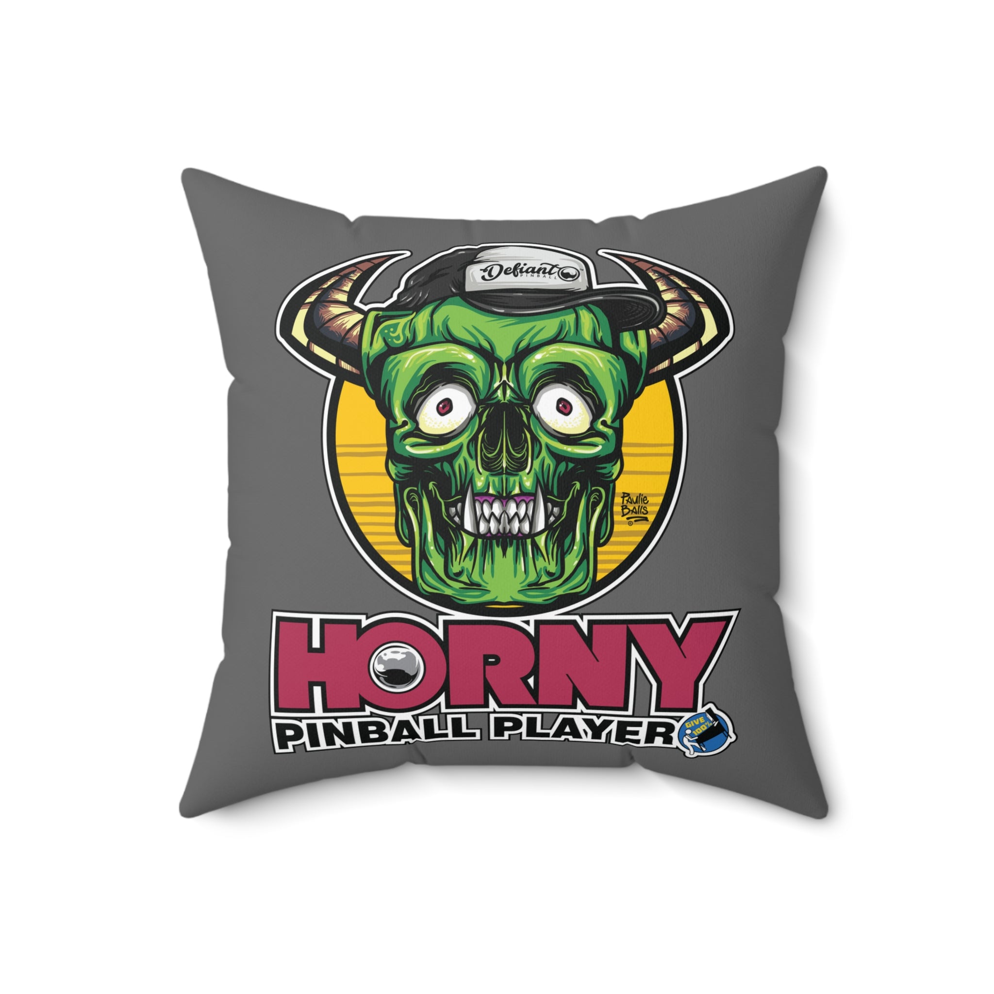 Horny Pinball Player - Spun Polyester Square Pillow