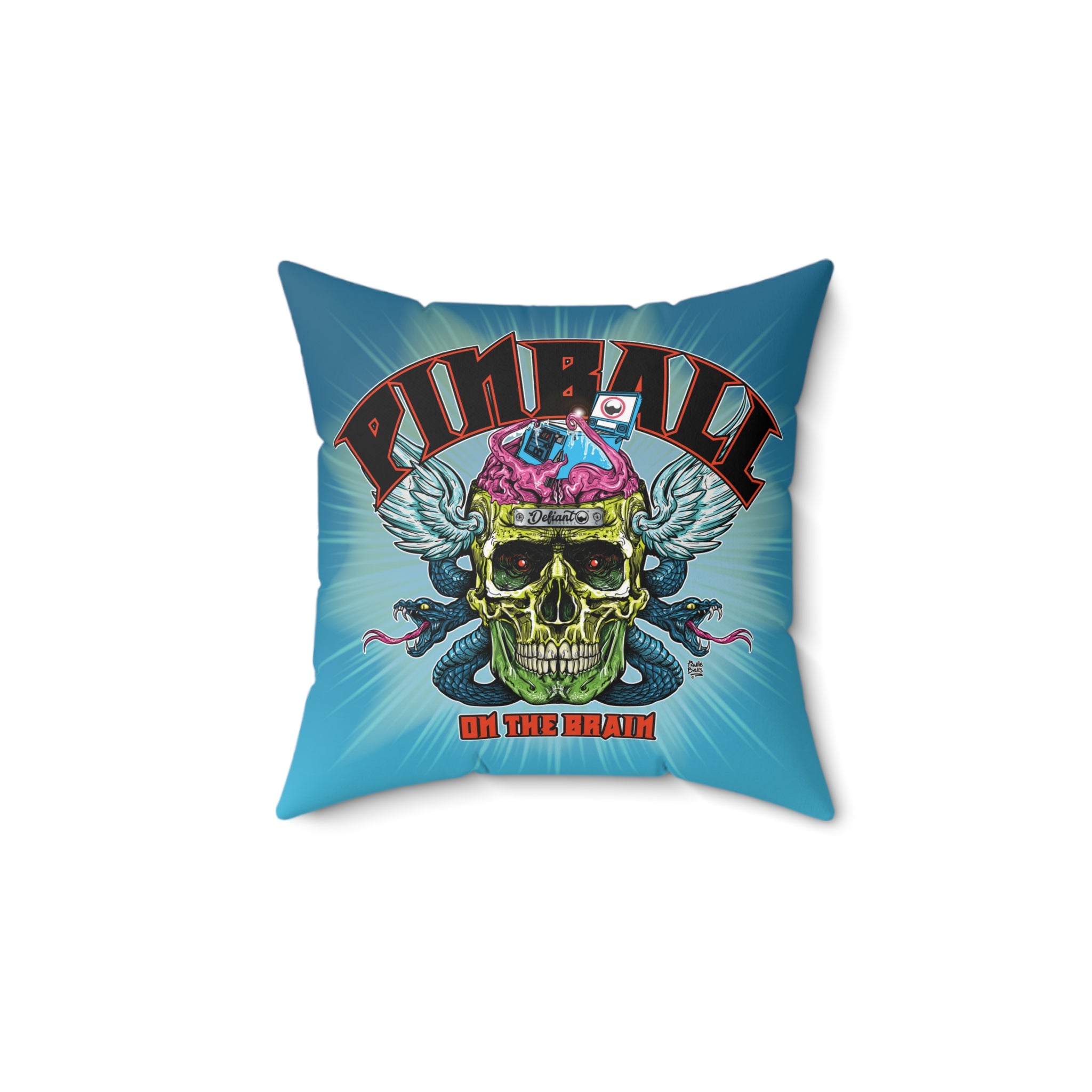 PINBALL ON THE BRAIN - Spun Polyester Square Pillow