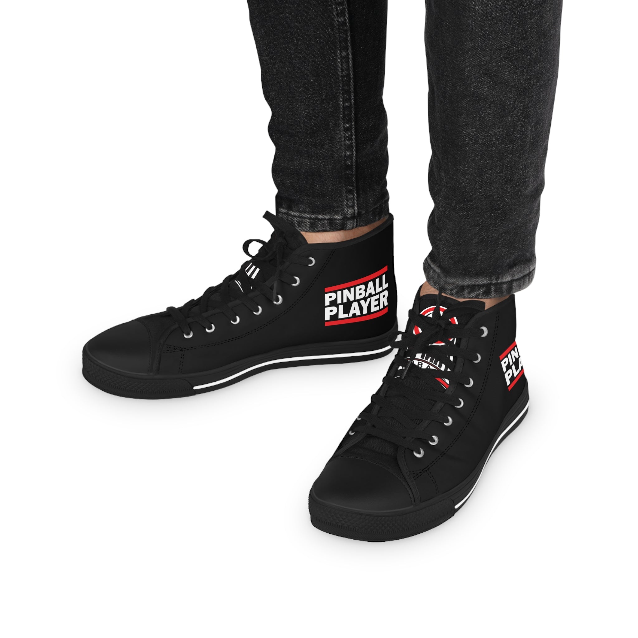 PINBALL PLAYER - Men's High Top Sneakers- Black
