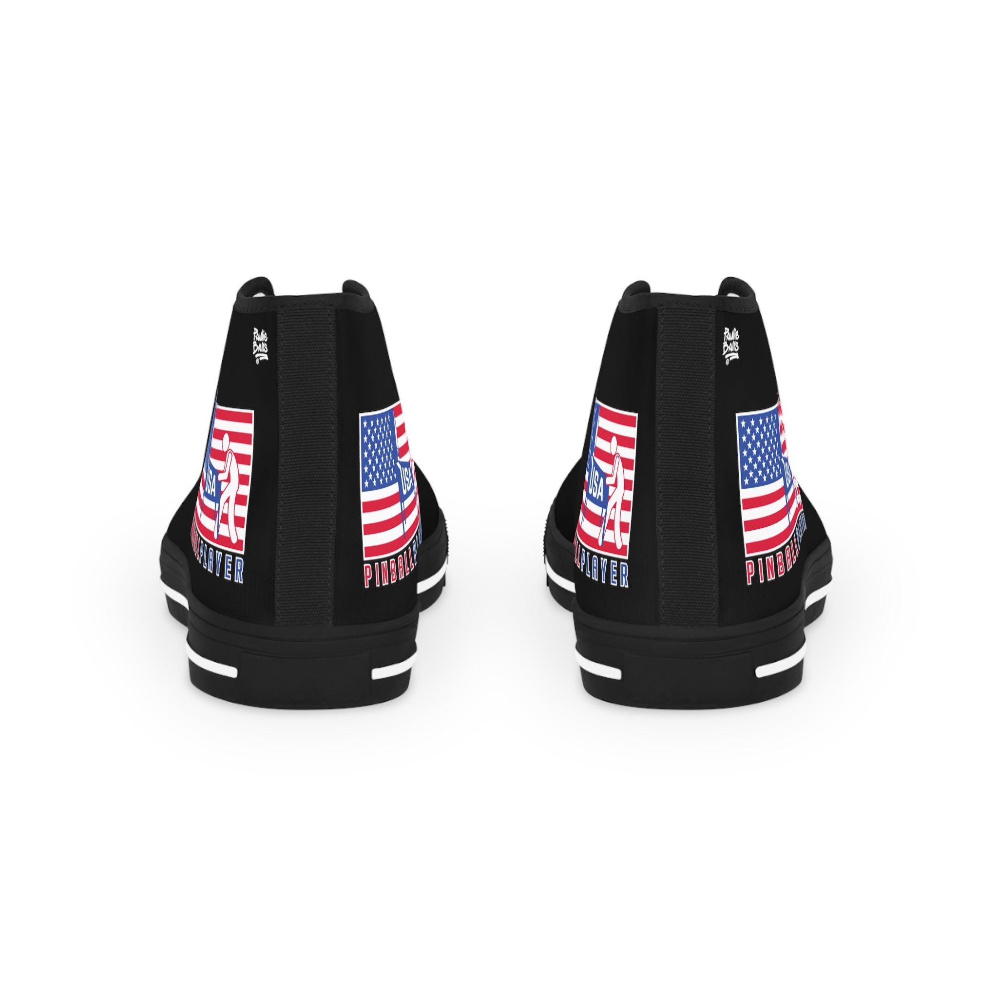 USA PINBALL PLAYER - Men's High Top Sneakers- Black