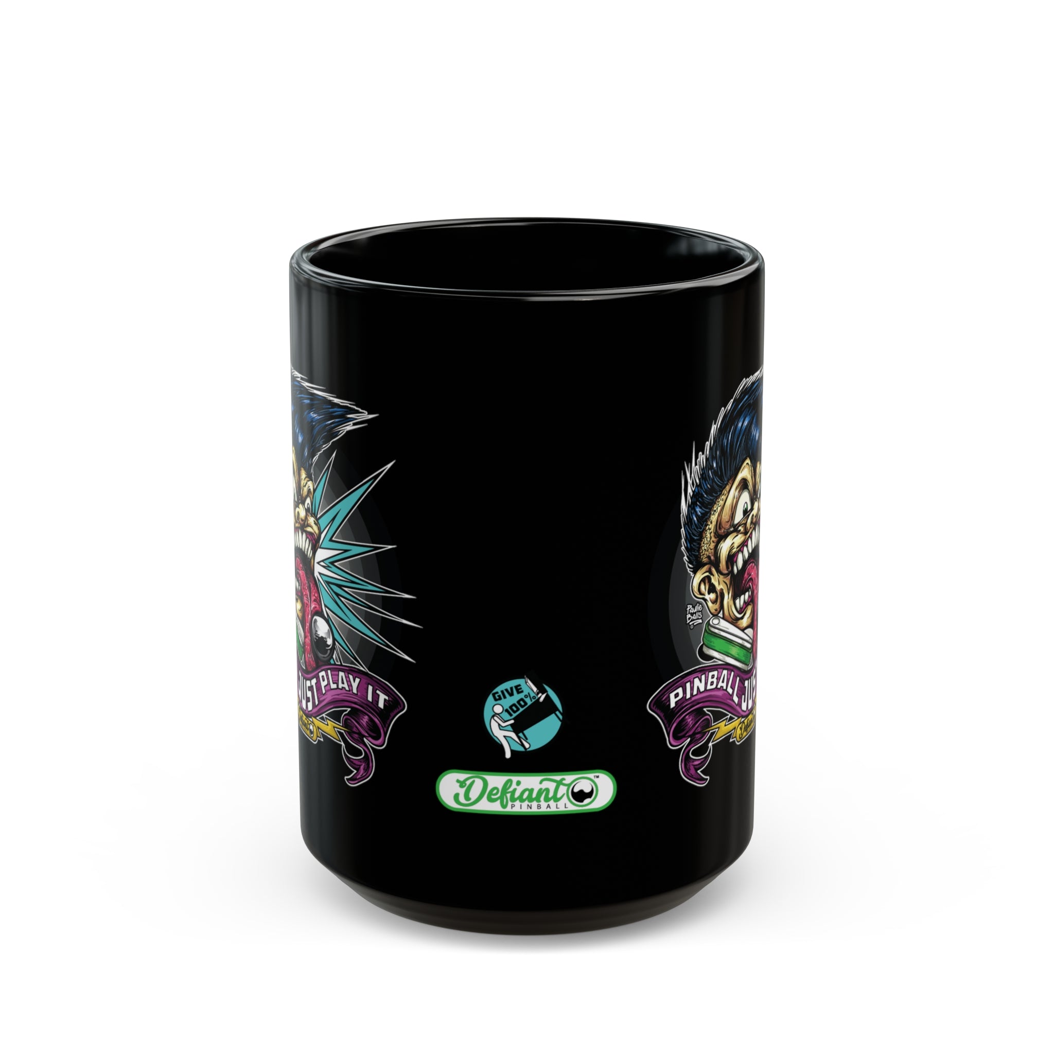 PINBALL JUST PLAY IT (Tongue Version) - Black Mug (11oz, 15oz)