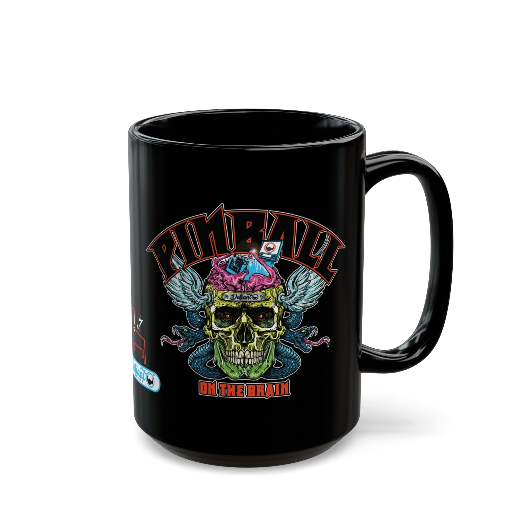 PINBALL ON THE BRAIN - Black Mug (11oz, 15oz)