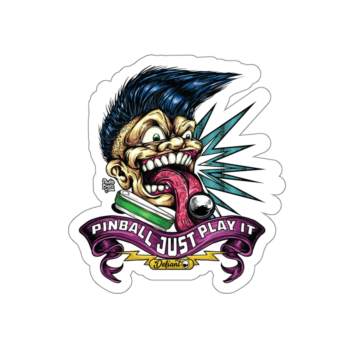 PINBALL JUST PLAY IT (Tongue Version) - Die-Cut Stickers