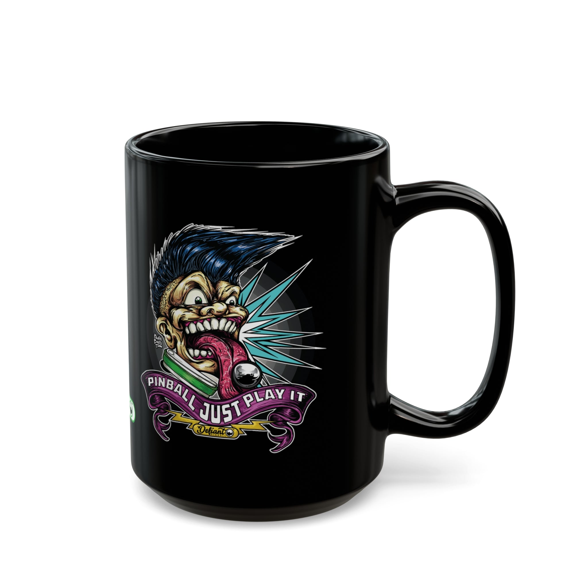 PINBALL JUST PLAY IT (Tongue Version) - Black Mug (11oz, 15oz)