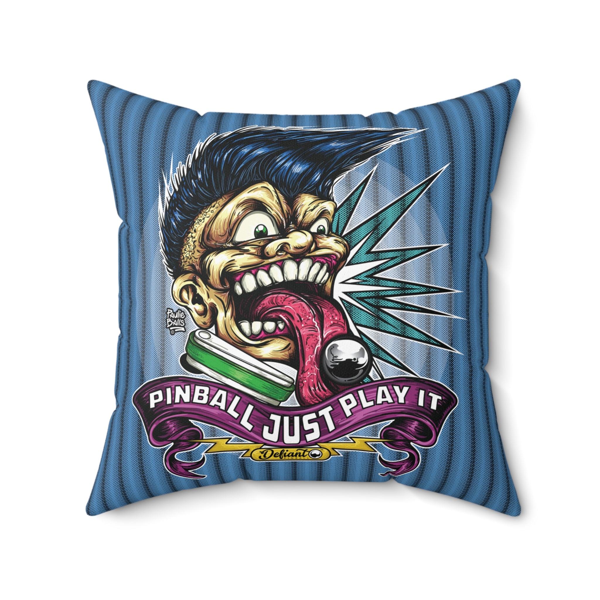 PINBALL JUST PLAY IT (Tongue Version) -  Spun Polyester Square Pillow