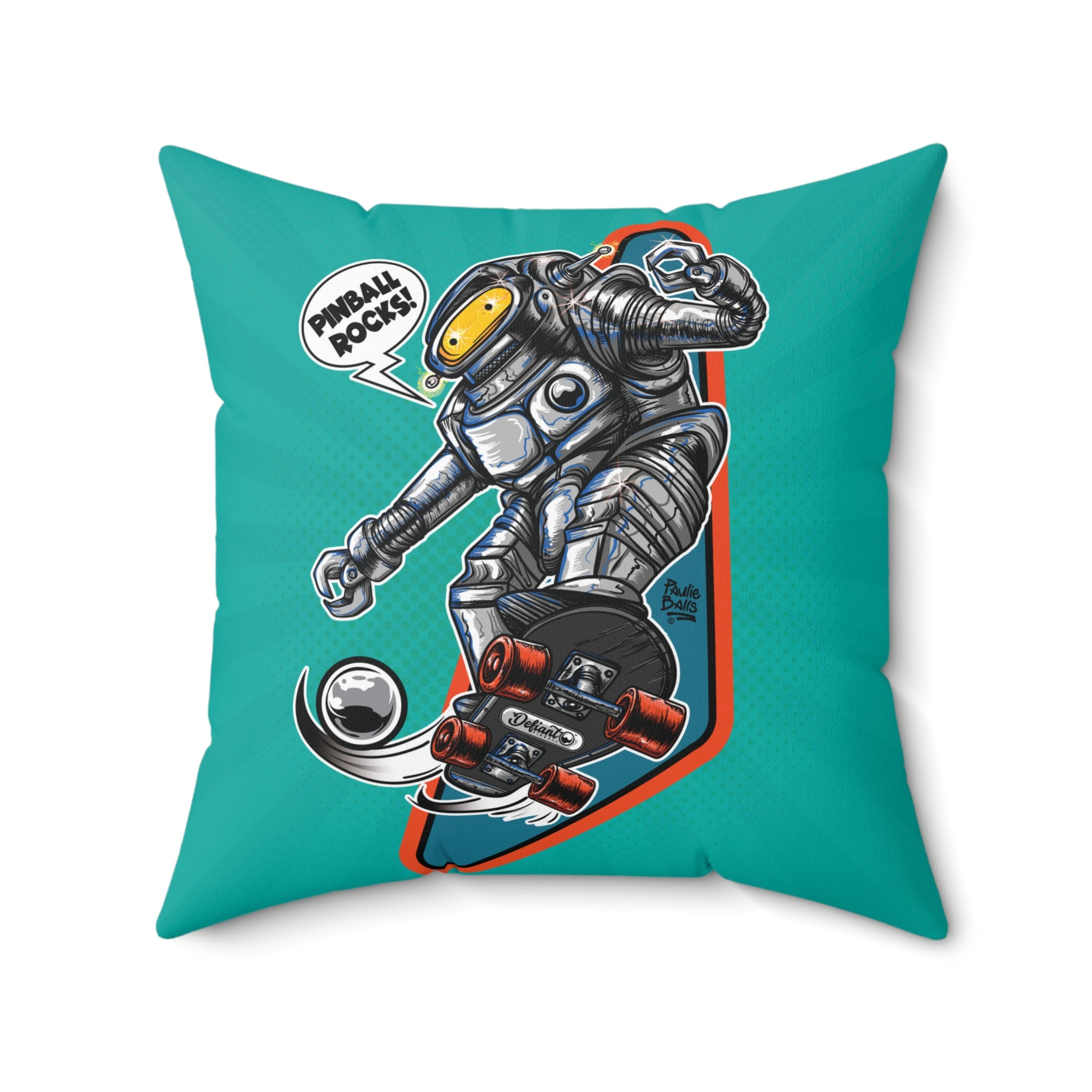 SK8 Pinball Robot -  Spun Polyester Square Pillow