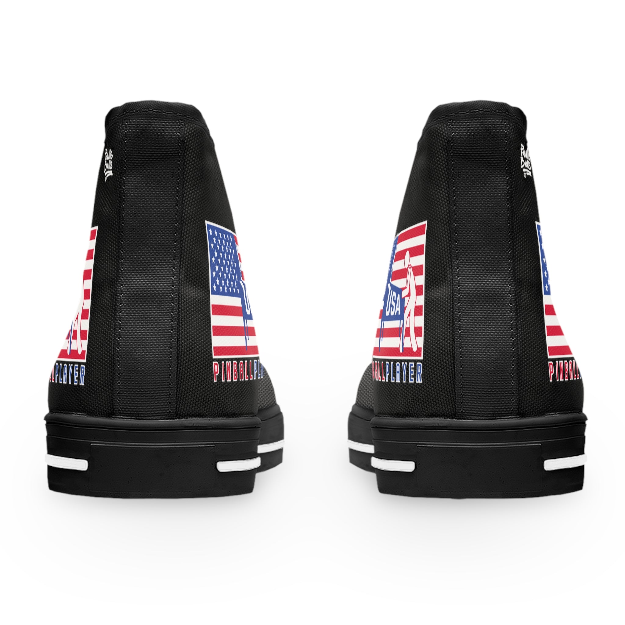 USA PINBALL PLAYER -Women's High Top Sneakers- Black