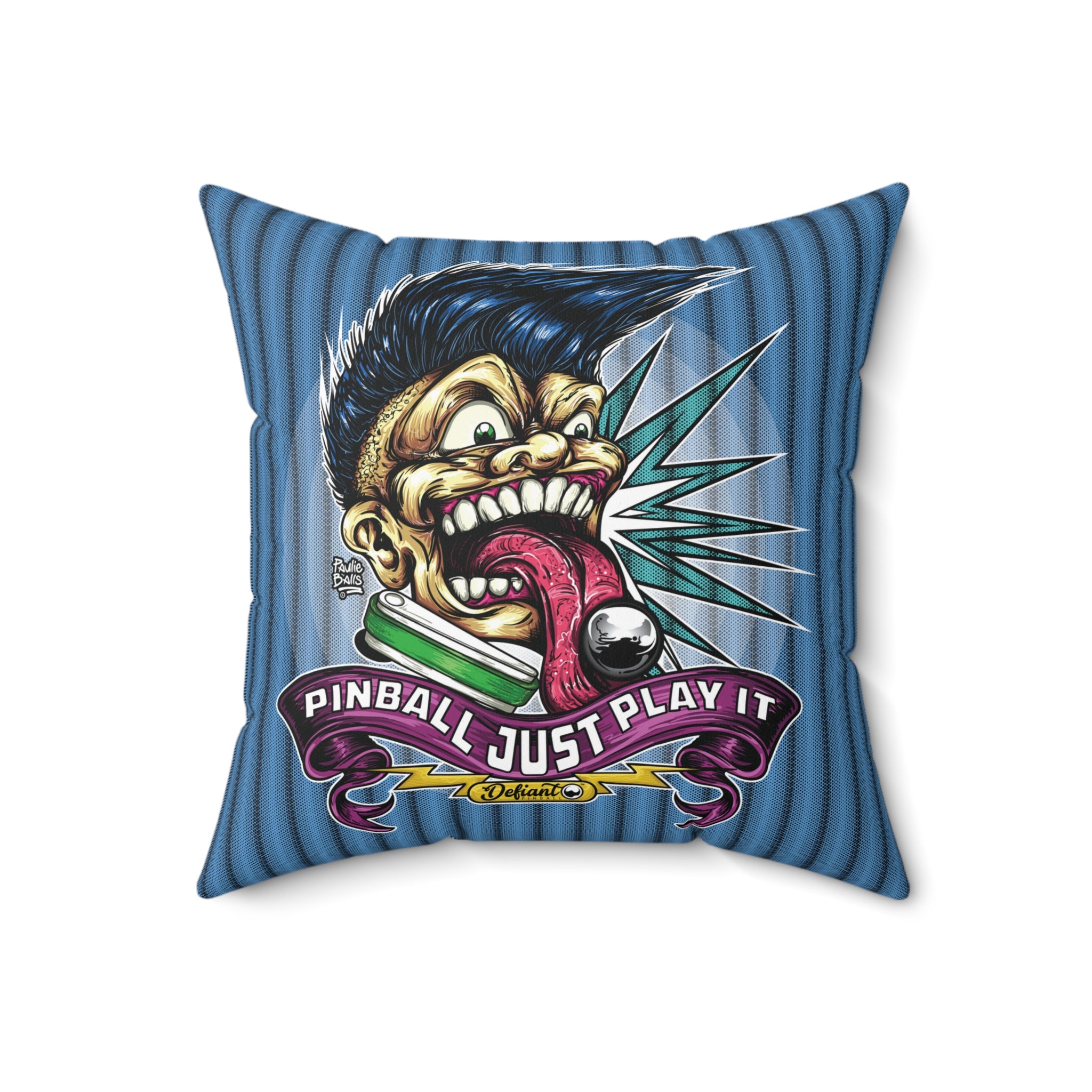 PINBALL JUST PLAY IT (Tongue Version) -  Spun Polyester Square Pillow