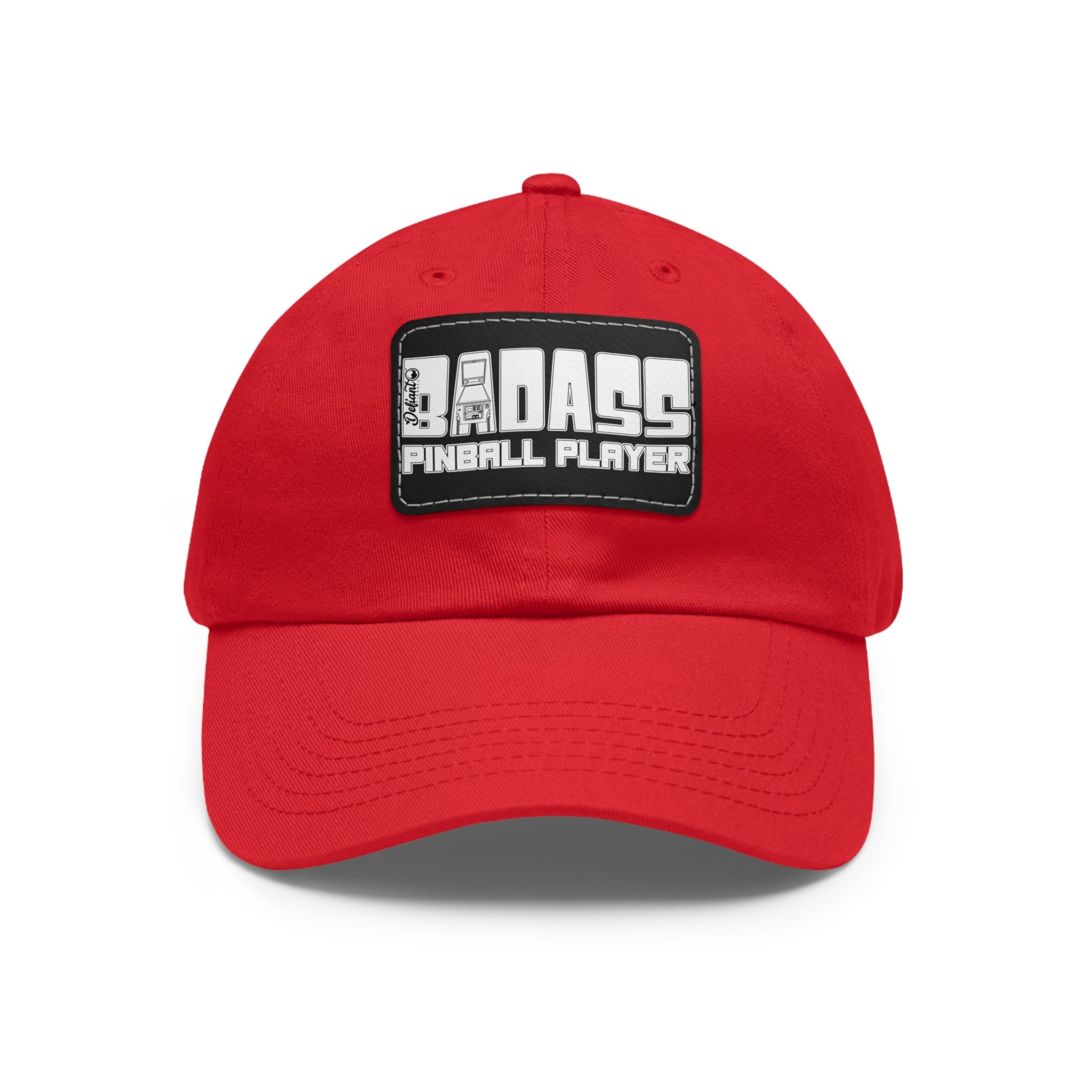 BADASS PINBALL PLAYER - Dad Hat with Leather Patch (Rectangle)