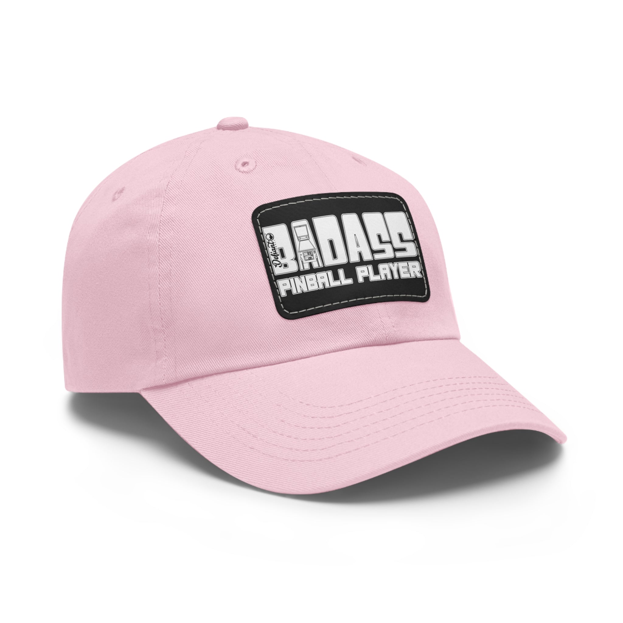 BADASS PINBALL PLAYER - Dad Hat with Leather Patch (Rectangle)