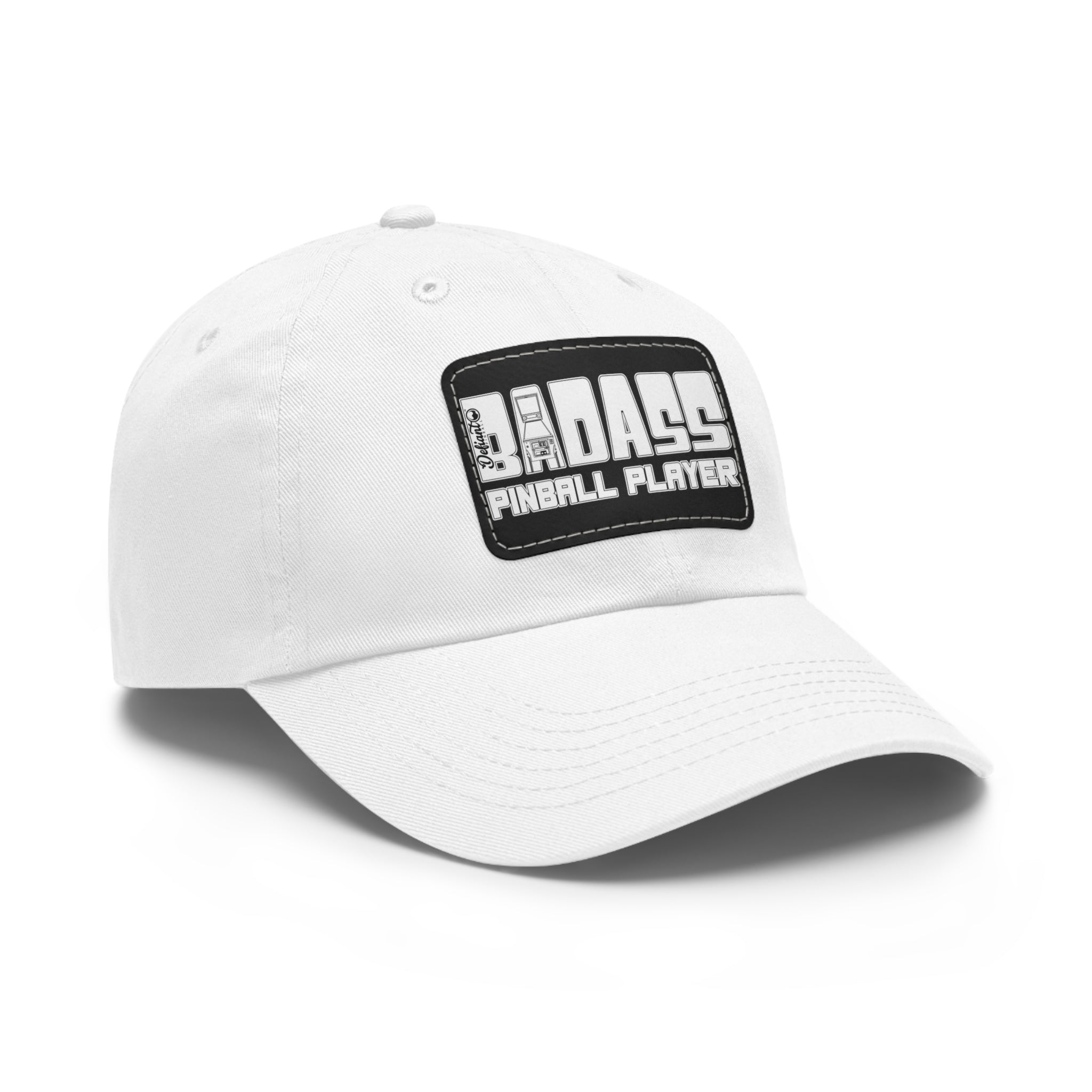 BADASS PINBALL PLAYER - Dad Hat with Leather Patch (Rectangle)