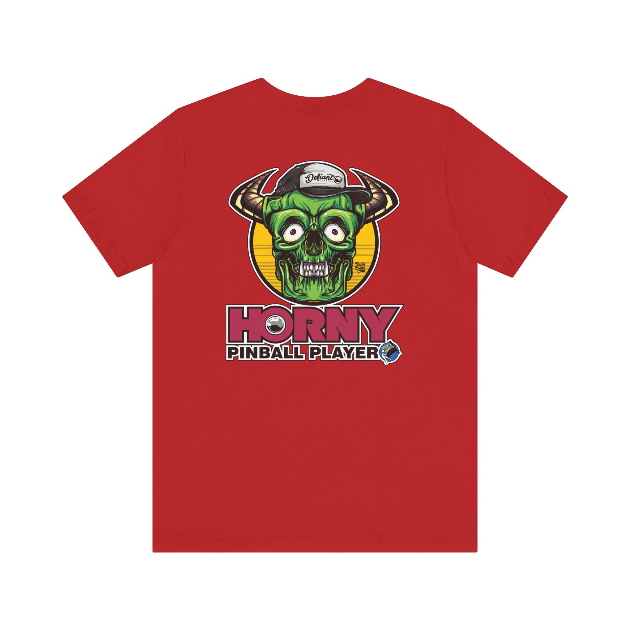 Horny Pinball Player - Front & Back Print  Unisex Jersey Short Sleeve Tee