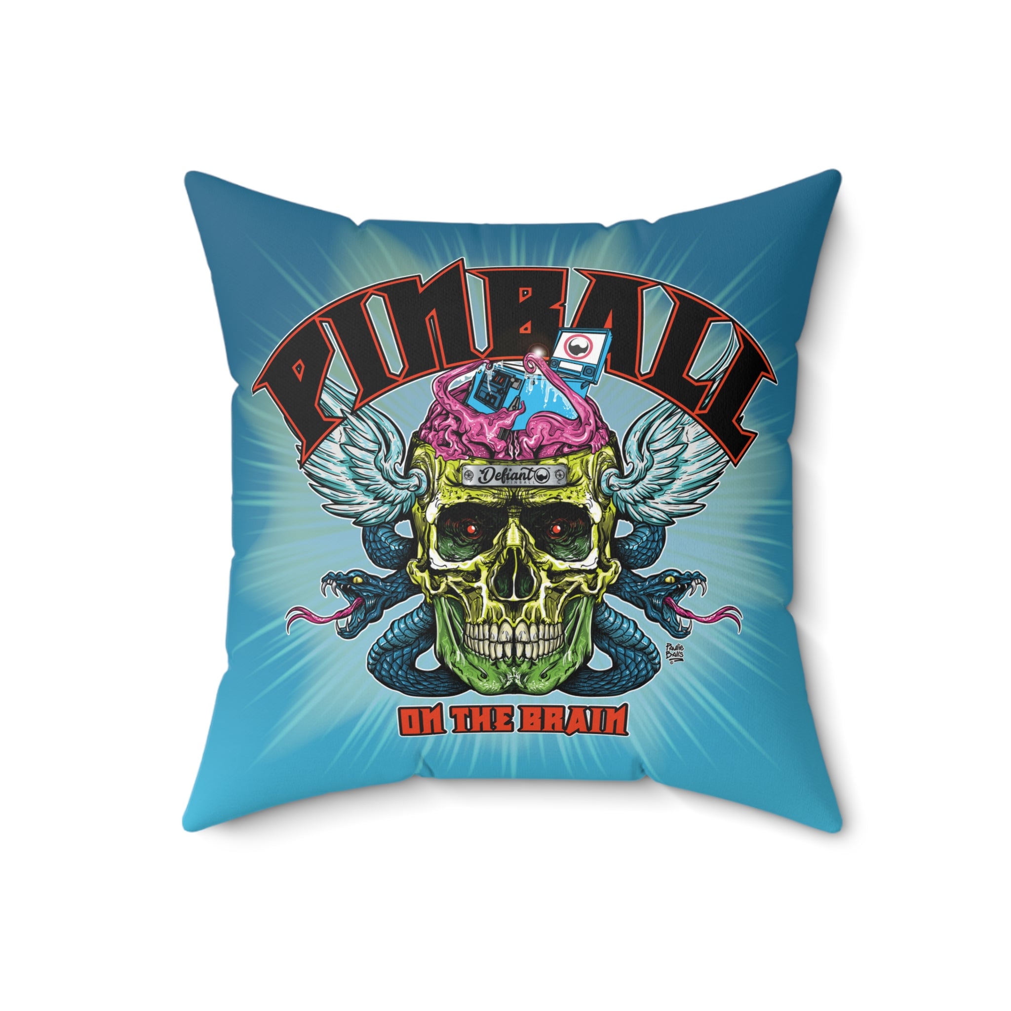 PINBALL ON THE BRAIN - Spun Polyester Square Pillow