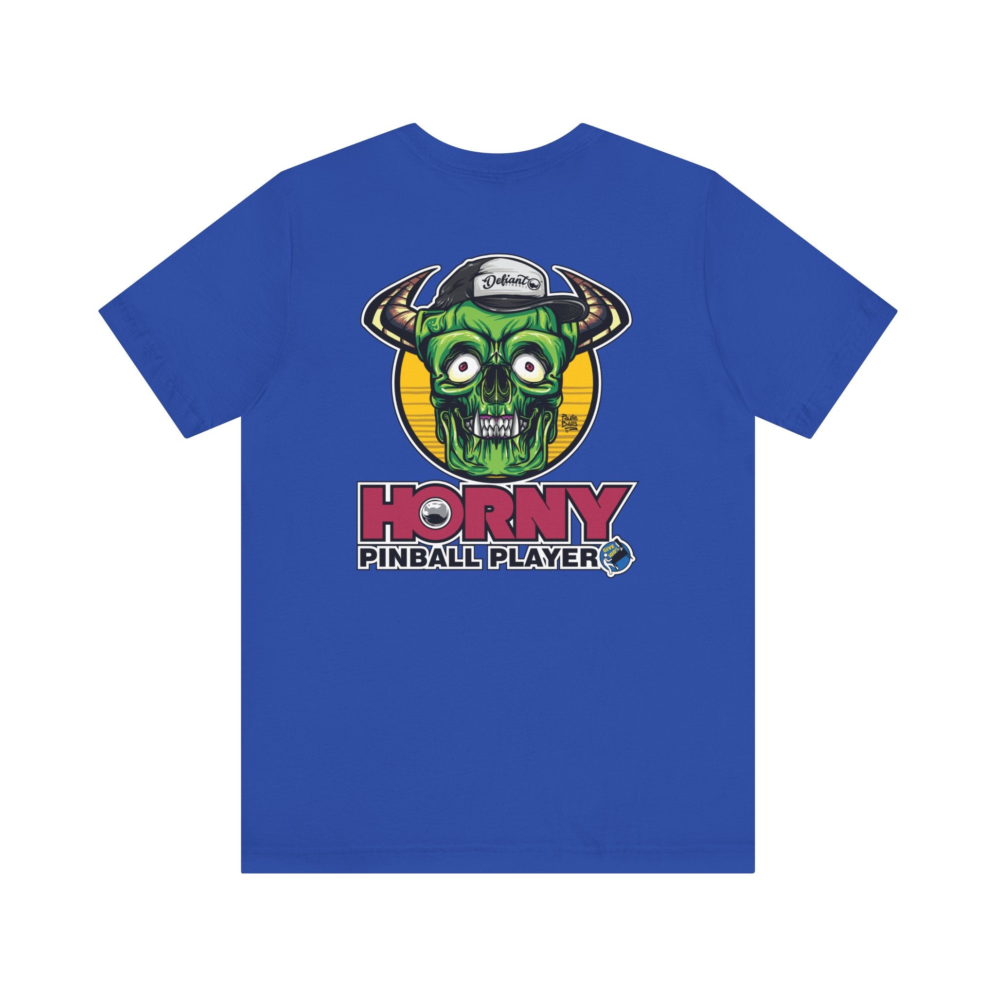 Horny Pinball Player - Front & Back Print  Unisex Jersey Short Sleeve Tee