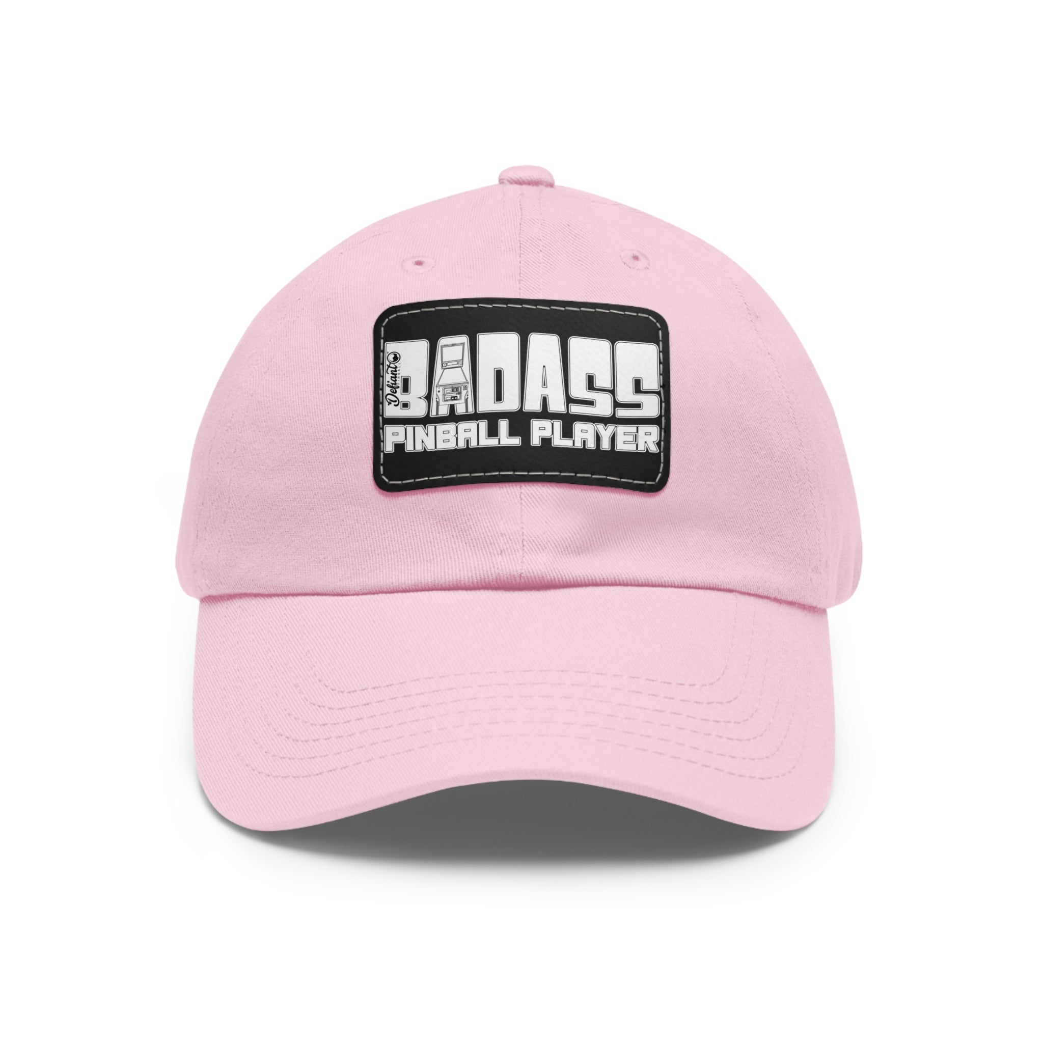 BADASS PINBALL PLAYER - Dad Hat with Leather Patch (Rectangle)