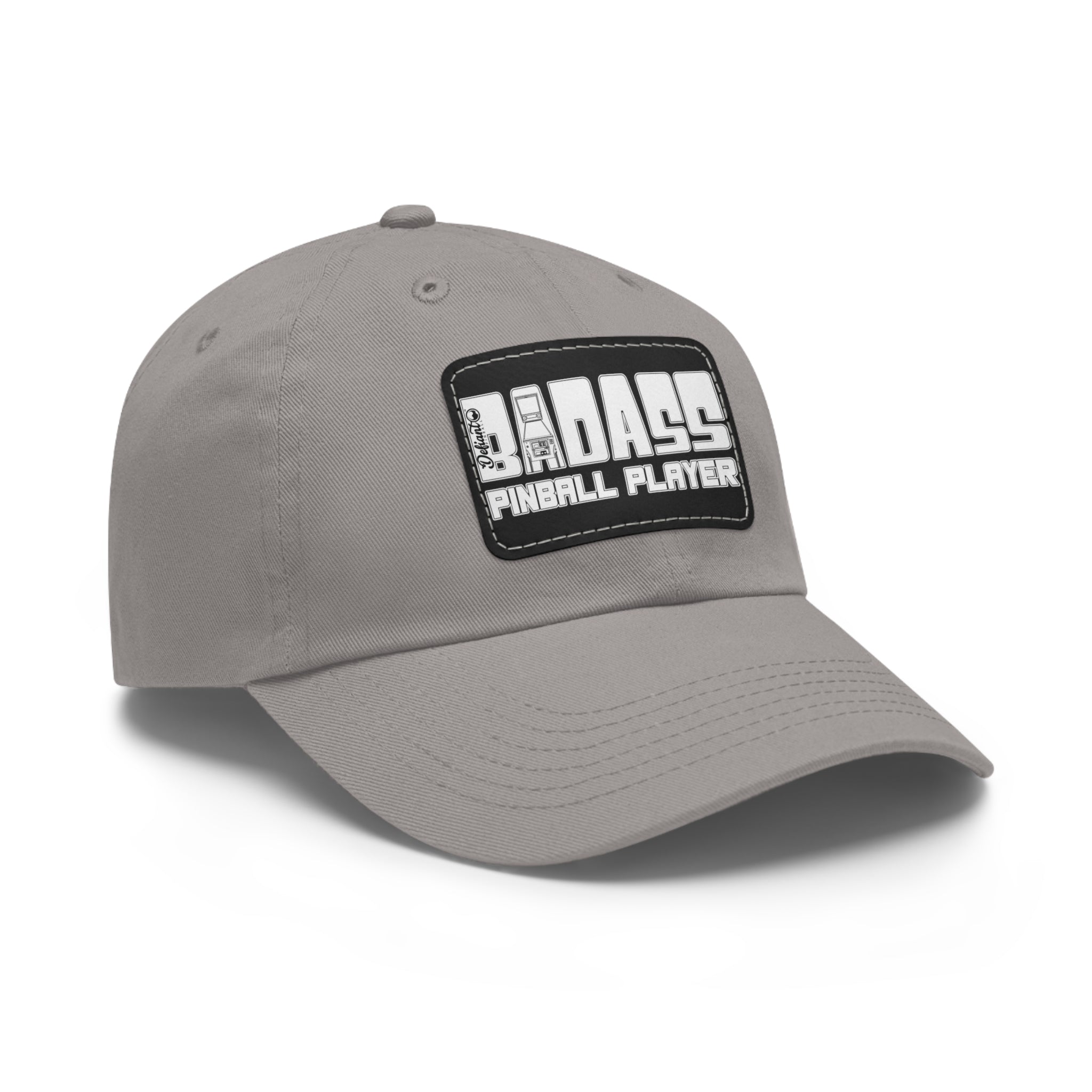 BADASS PINBALL PLAYER - Dad Hat with Leather Patch (Rectangle)