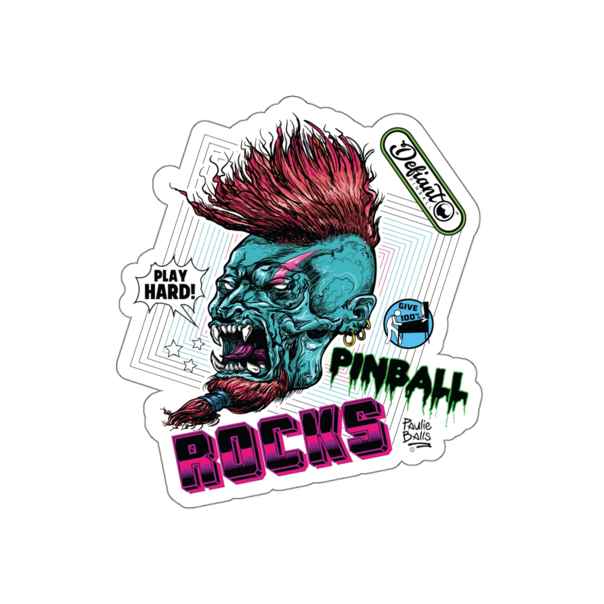 PINBALL ROCKS - (Demon Version) - Die-Cut Stickers