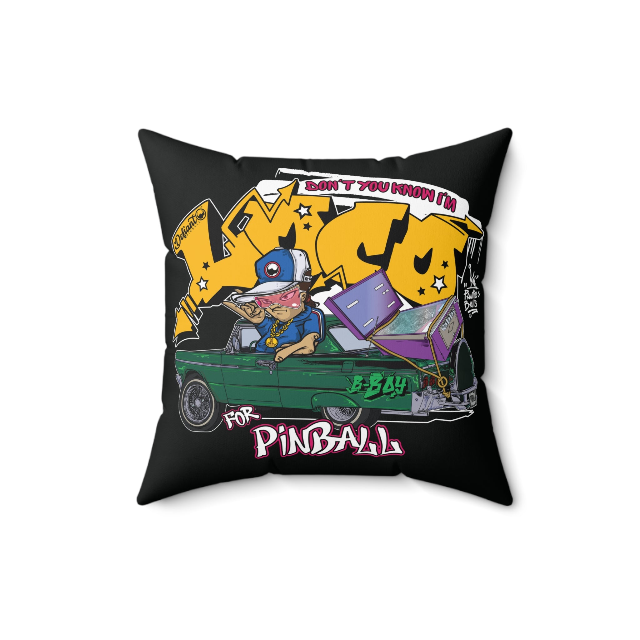 LOCO FOR PINBALL -  Spun Polyester Square Pillow