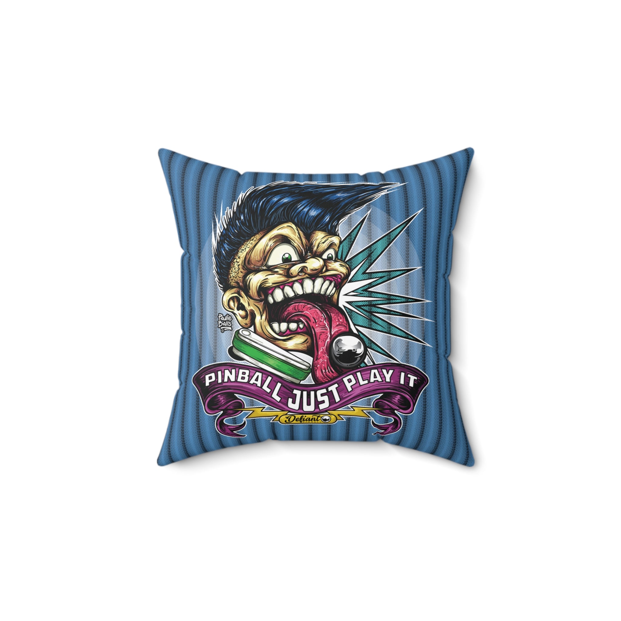 PINBALL JUST PLAY IT (Tongue Version) -  Spun Polyester Square Pillow