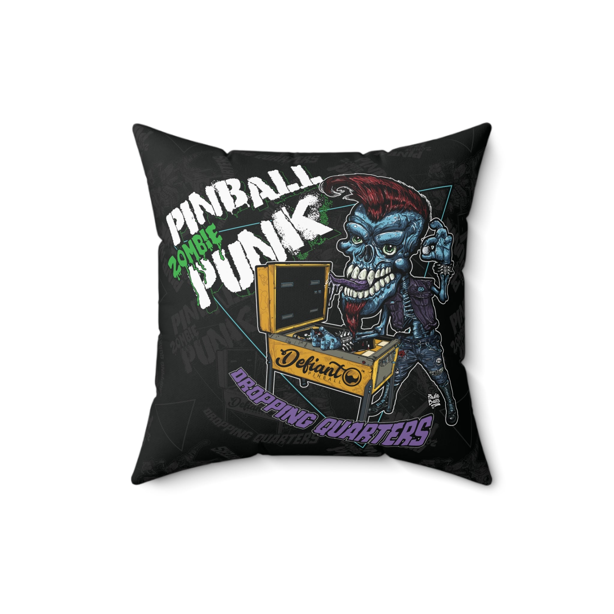 PINBALL Zombie PUNK  - Spun Polyester Square Pillow