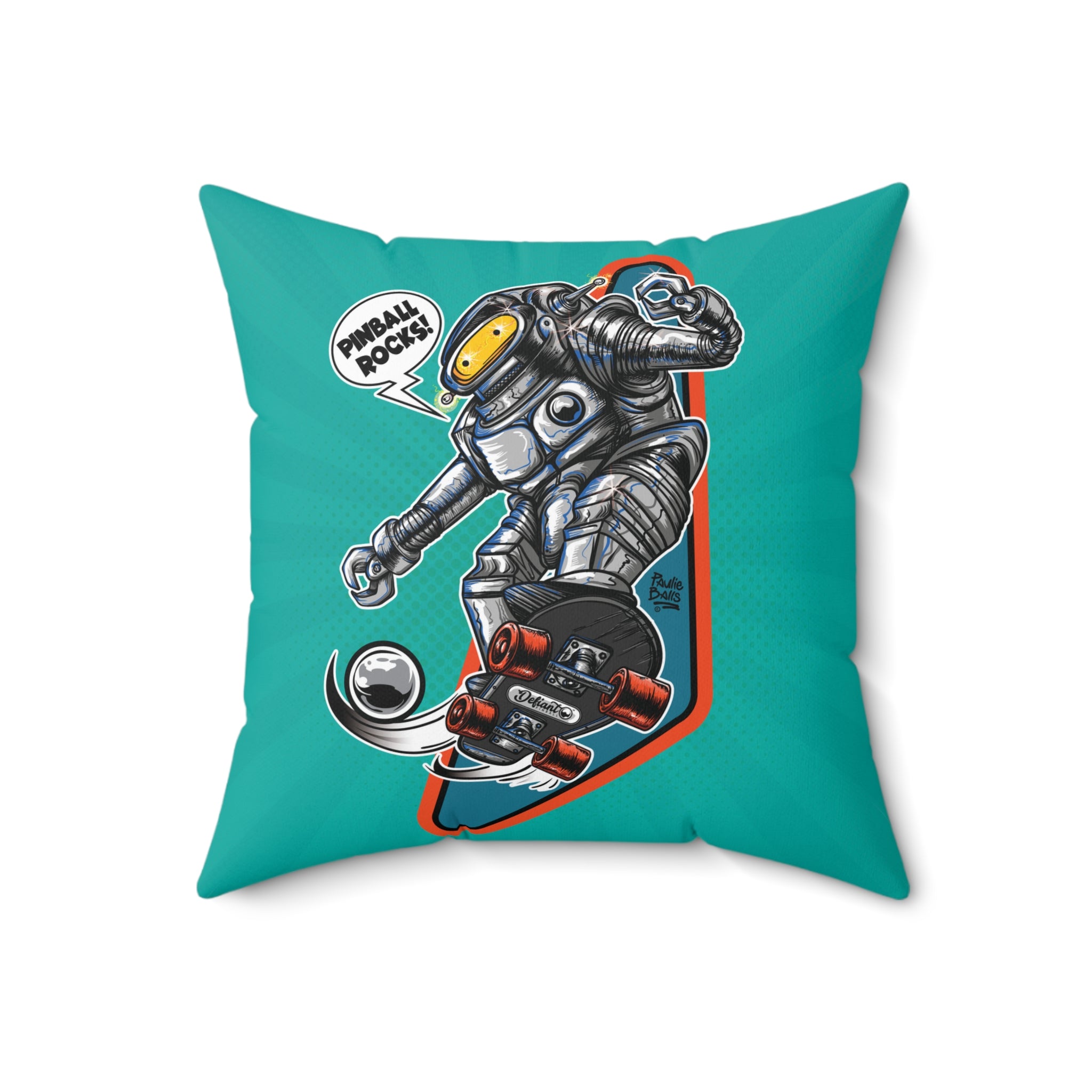 SK8 Pinball Robot -  Spun Polyester Square Pillow