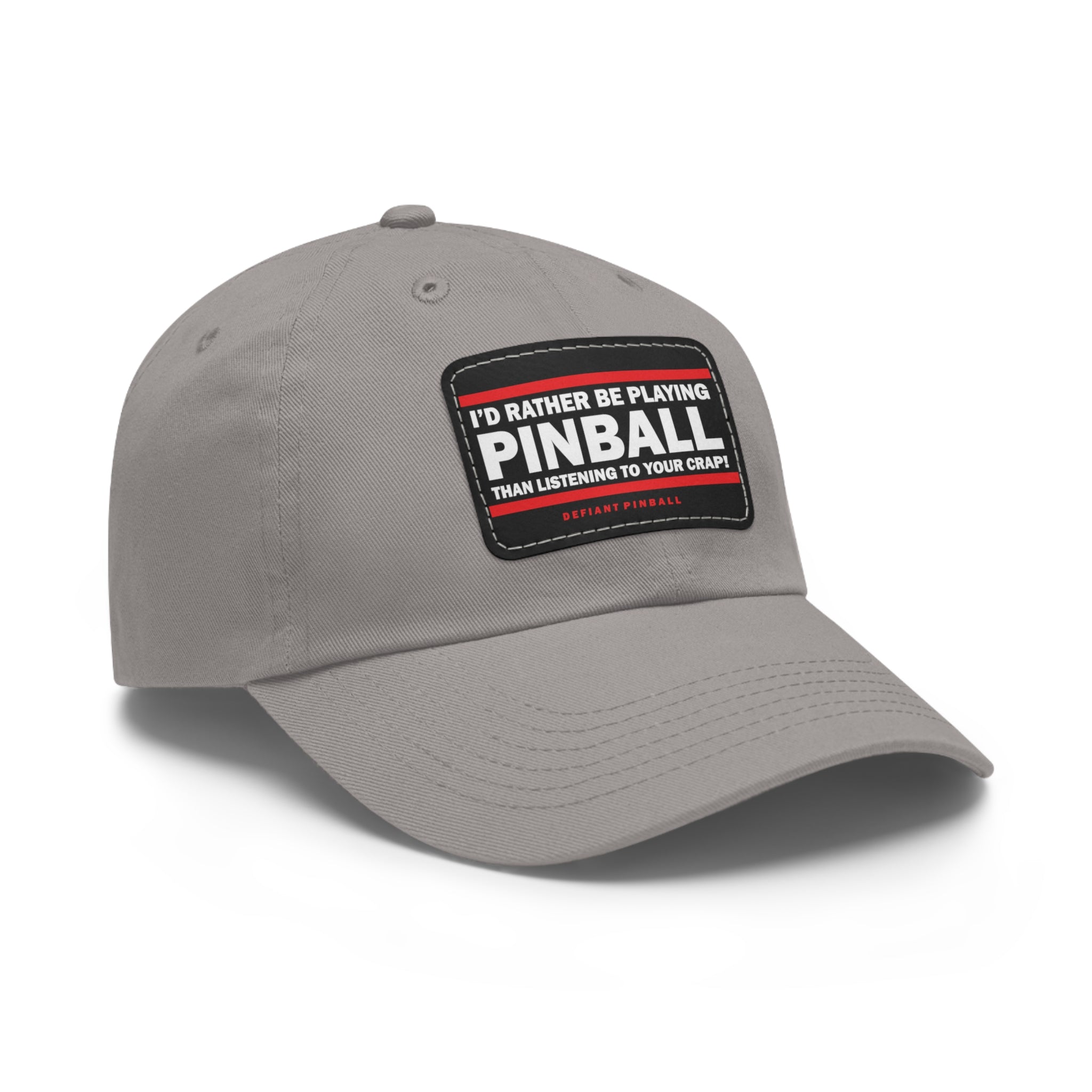 I'D RATHER BE PLAYING - Dad Hat with Leather Patch (Rectangle)
