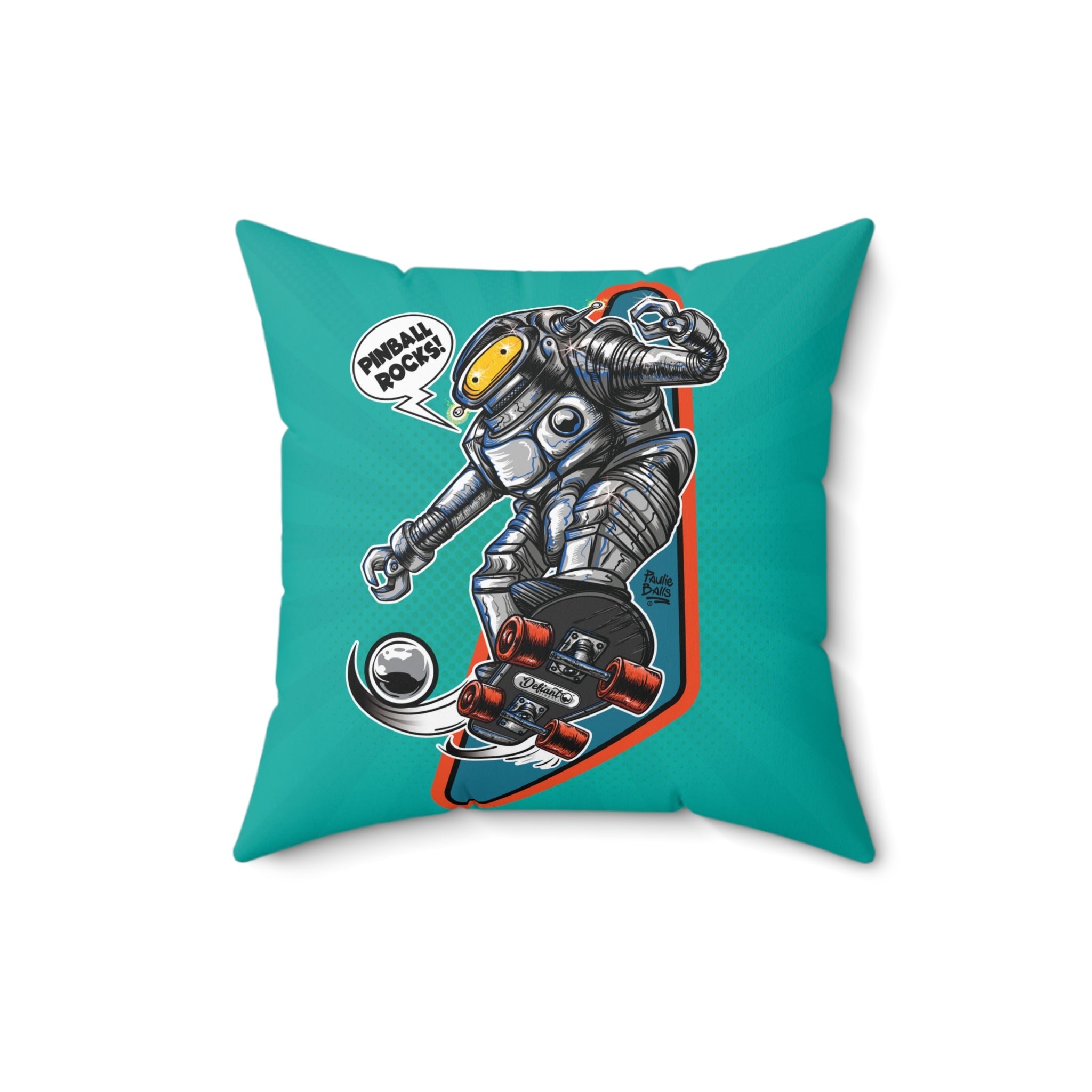 SK8 Pinball Robot -  Spun Polyester Square Pillow